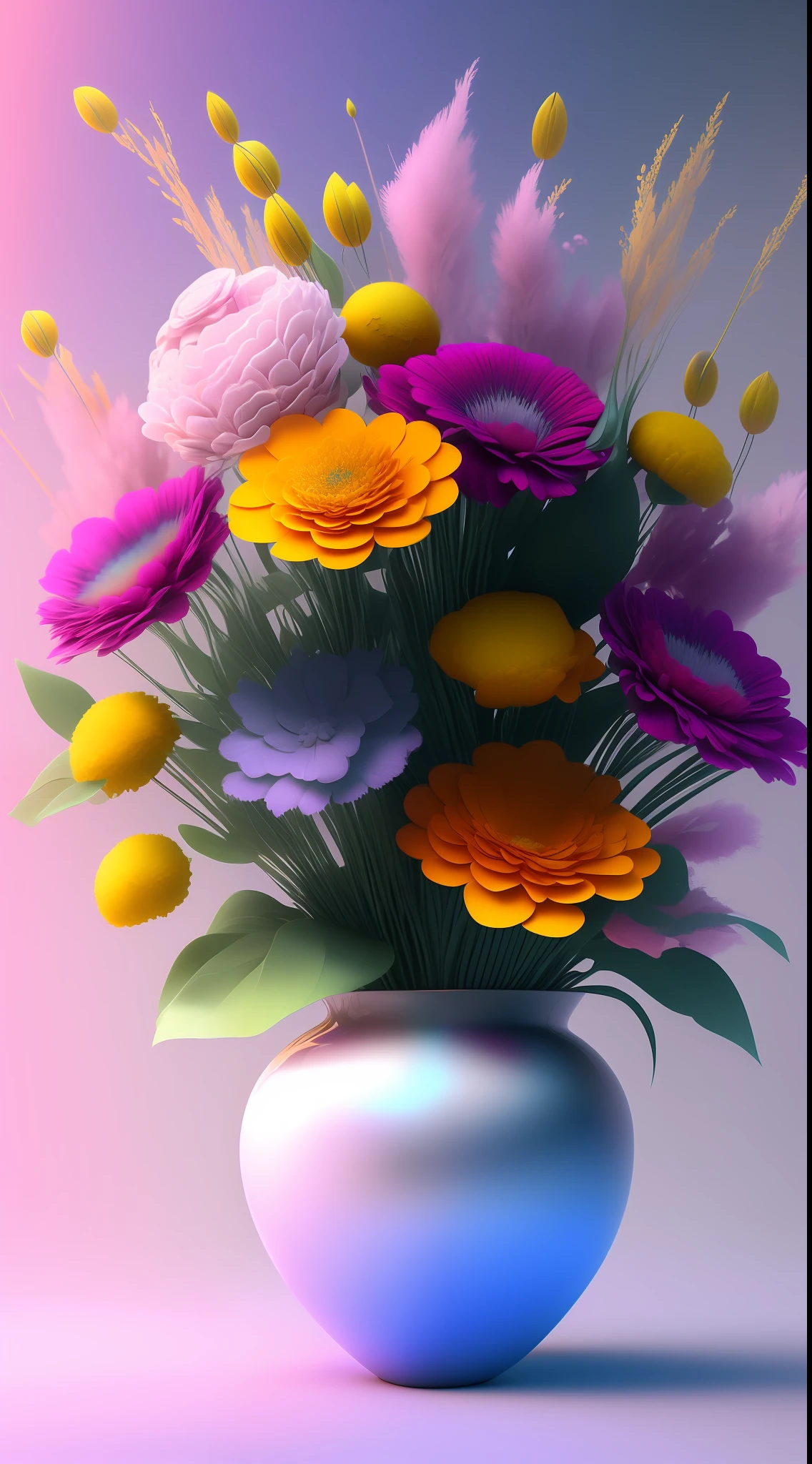 Dopamine, Surreal Airbrush Art, Random Three Colors in Fit for Color Matching, CGSociety, Unreal Engine, 16K, Rendering, CGI, Concept Art, Trends on ArtStation, Ddreamlike Style, Floral Arrangement Look