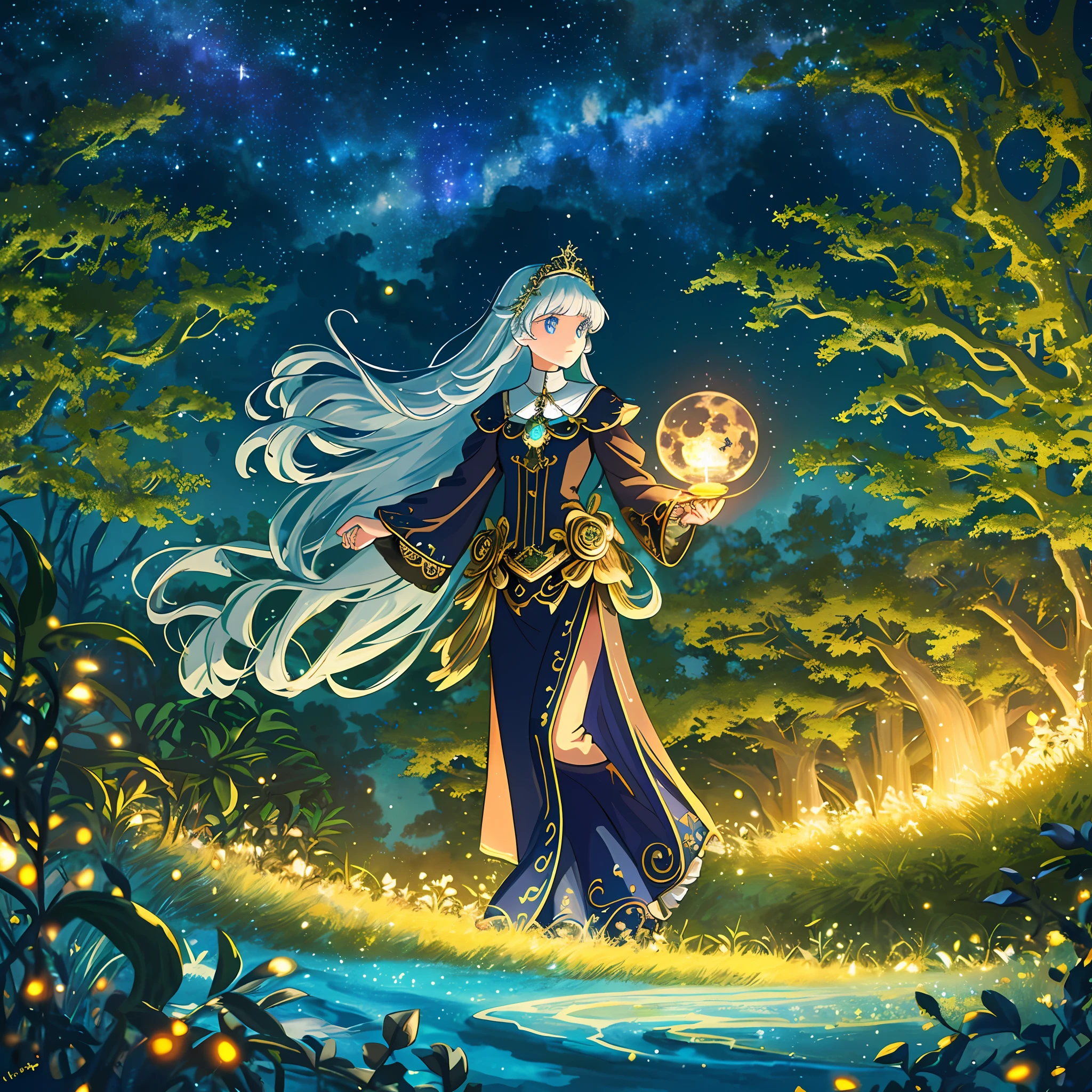 When the moonlight covers the whole kingdom, the sky is filled with the wonders of the great celestial bodies. The slender rivers of stars and stars glow like shining diamonds, their ethereal glow casting a soft glow upon the earth. A crescent moon round is bright, bathing everything in a soft silver light, highlighting the inner charm.
At the center of the composition is a majestic mechanical girl – a testament to artistic and engineering prowess. Intrinsically carved, the metal body glows in the moonlight, decorated with ornate patterns and intricate decorations. Gears and mechanisms intertwine perfectly to bring it to life with graceful movements.
Standing on the girl's sturdy shoulders rests a mechanical butterfly, which plunges humans into the enchanting spectacle of the imagination. Towering trees adorn the sky with neon lights, their vibrant hues painting the night sky with a kaleidoscopic palette of colors. Small windows twinkle like stars and simmer in the vibrant streets beneath the large trees.
When the mechanical girl is on earth, her footsteps produce a soft rhythmic sound that echoes in the air – a symphony of wonder and possibility. Each jump is an exquisite dance, leaving strands of shimmering stardust that twinkle like a celestial path, guiding the girl and her extraordinary charge.
The surroundings are a harmonious blend of nature and fantasy. Lush vegetation and blooming flowers bloom under the soft gaze of the moon, their petals embracing the night with a delicate fragrance. Majestic trees, whose branches are dotted with bright moss, rise nuns, casting surreal shadows over the landscape.
A winding river meanders through the scene, and its waters reflect the wonders of the starry sky above. It whispers secrets as it flows, weaving a story that only a person who listens intently can understand. Along its banks, fireflies illuminate the darkness with their soft glow, and their enchanting glow creates