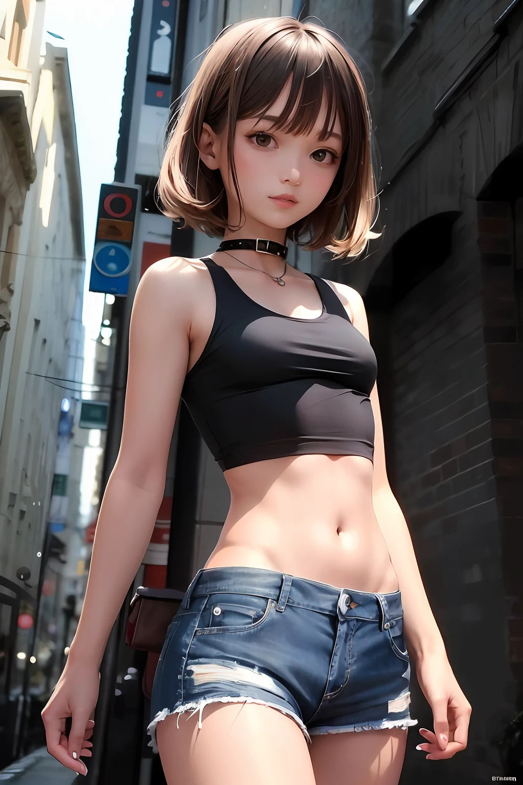 masterpiece, top quality, beauty, beautiful girl, slender, cute, sexy, white skin, skinny jeans, show buns, behind, raise arms,