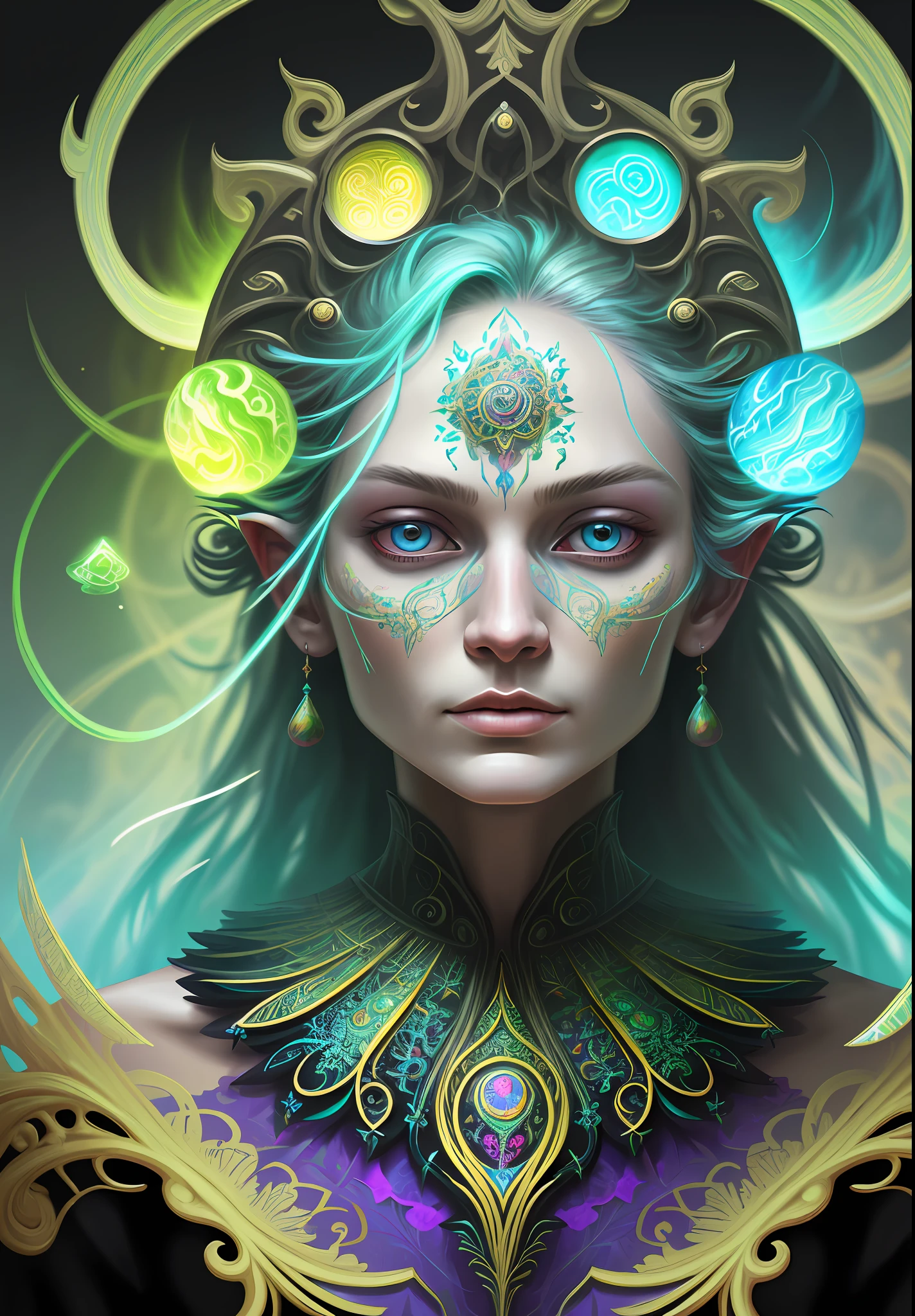 an extremely psychedelic portrait of a healer, surreal, LSD, face, detailed, intricate, elegant, agile, highly detailed, digital painting, art station, concept art, smooth, sharp focus, illustration