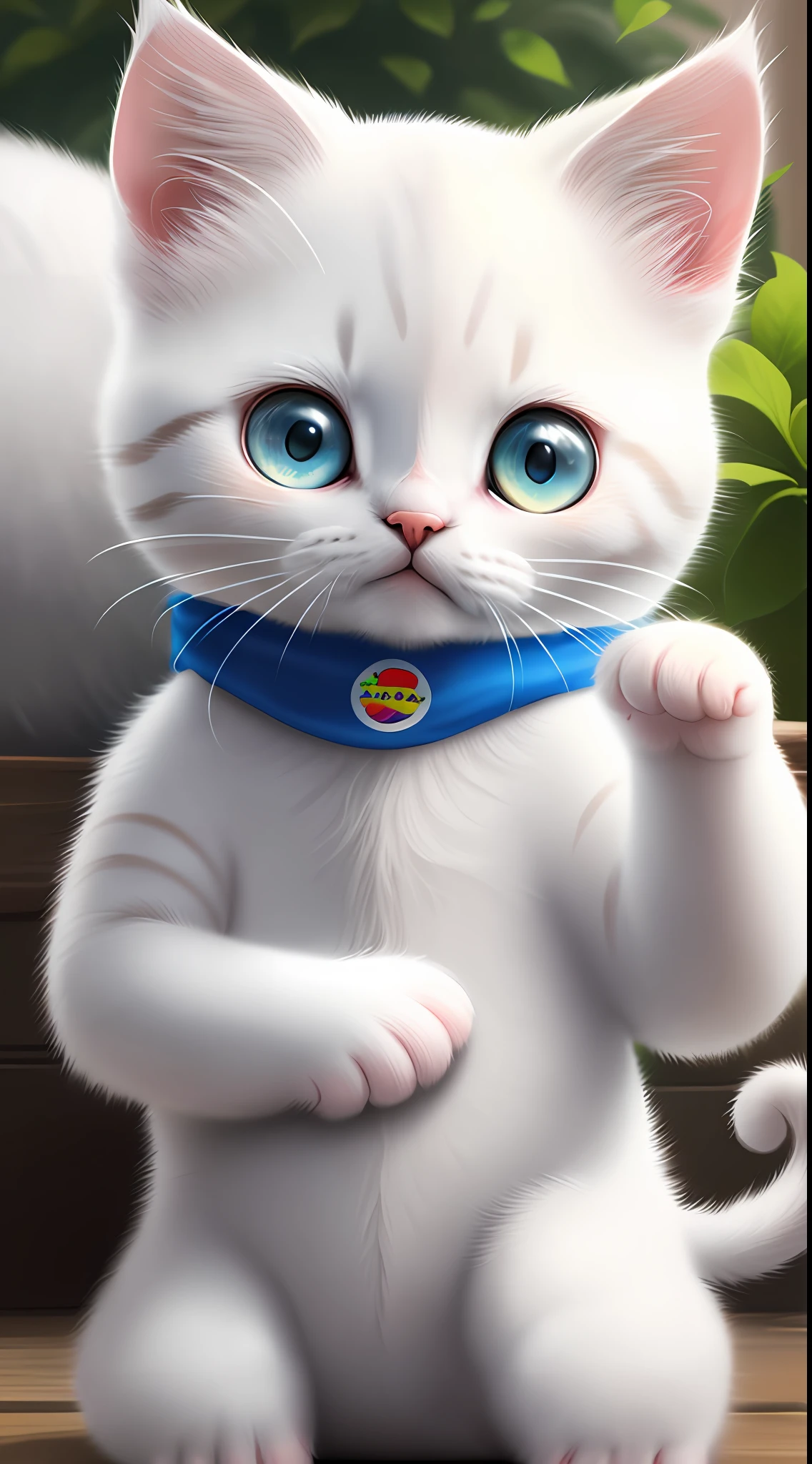 Sticker with white kitten contour big and cute eyes
