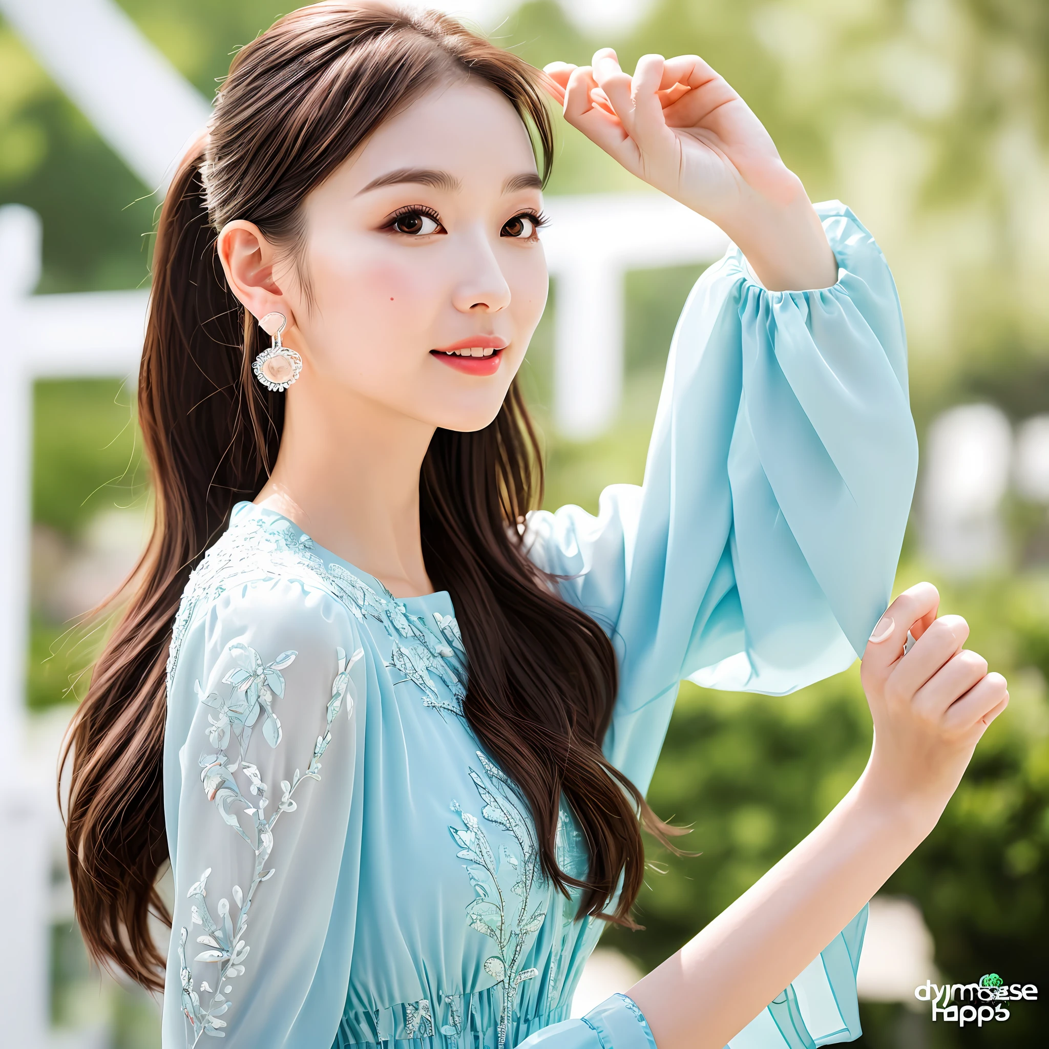 (Goddess Happiness:1.2), Full Body, Sexy Dress, NSWF, Kpop Idol, 20 years old, Brown eyes, Ponytail, (Original picture: 1.2), (Real: 1.4), (Masterpiece: 1.3), (Intricate details: 1.2), Delicate and beautiful details, (Detailed eyes), (Detailed facial features), (Fashionable clothing), Petite, C-cup, Small, Thin waist, (looking_at_viewer:1.2), Large Circle Earrings, slim_legs, (Thin), (Best Quality: 1.4), (Ultra High Definition: 1.2), Cinema Light, Outdoor, (Extreme Detail Illustration), (Lip Gloss, Eyelashes, Top Quality, Super Resolution, Depth of Field, Causive, Wide Illumination, Natural Shadows, 85mm, f/1.4, ISO 200, 1 / 160 seconds: 0.75), dynamic pose,