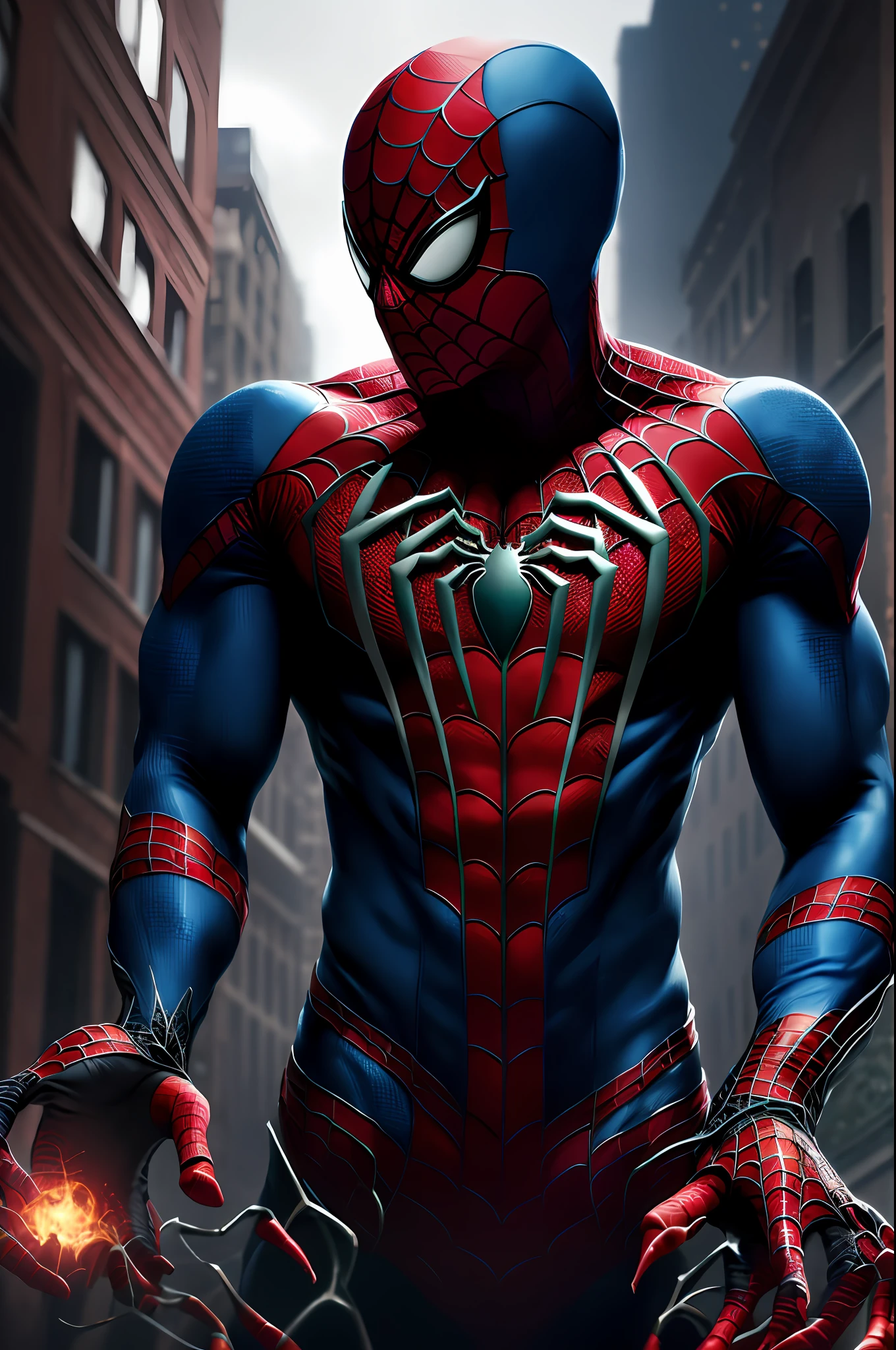 (very detailed 8k wallpaper), medium shot of a terrifying necromancer, intricate, high detail, dramatic, spiderman
