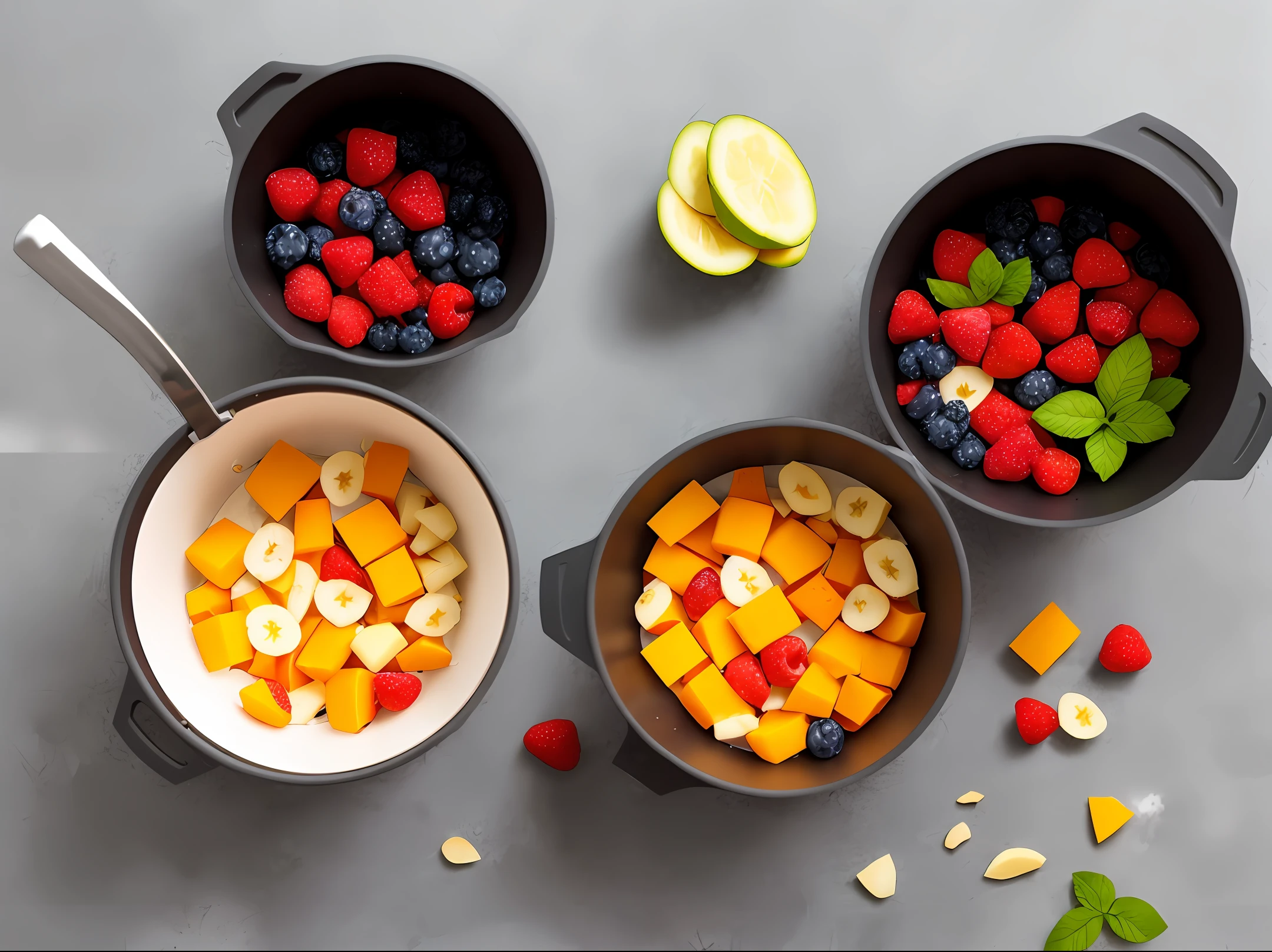 blender with small pieces of fruit inside