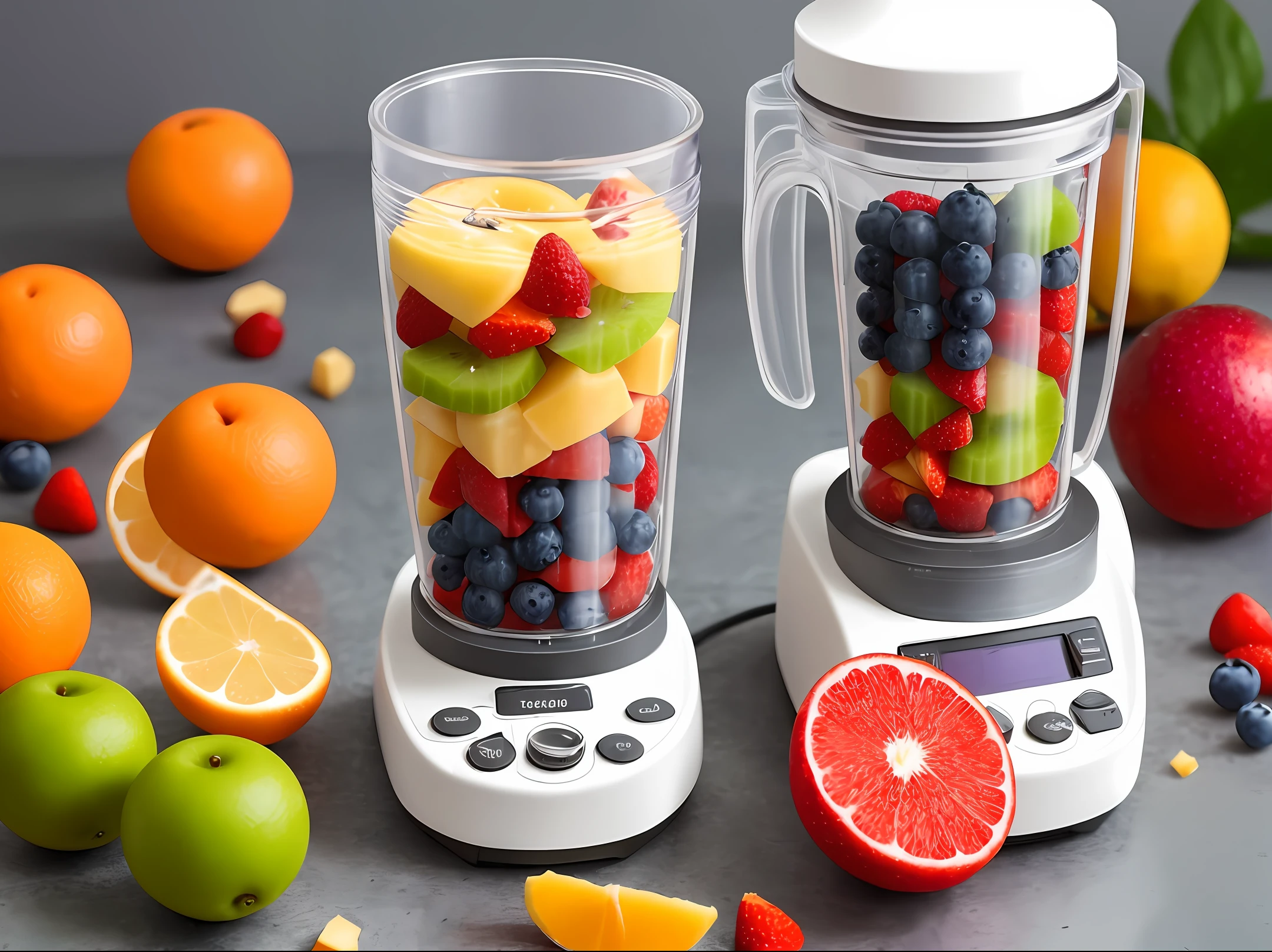 blender with small pieces of fruit inside