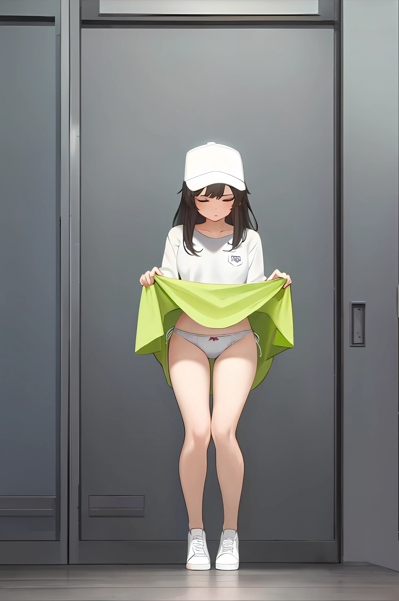 masterpiece,full body, squat position, ((white panties)), (thigh emphasis)