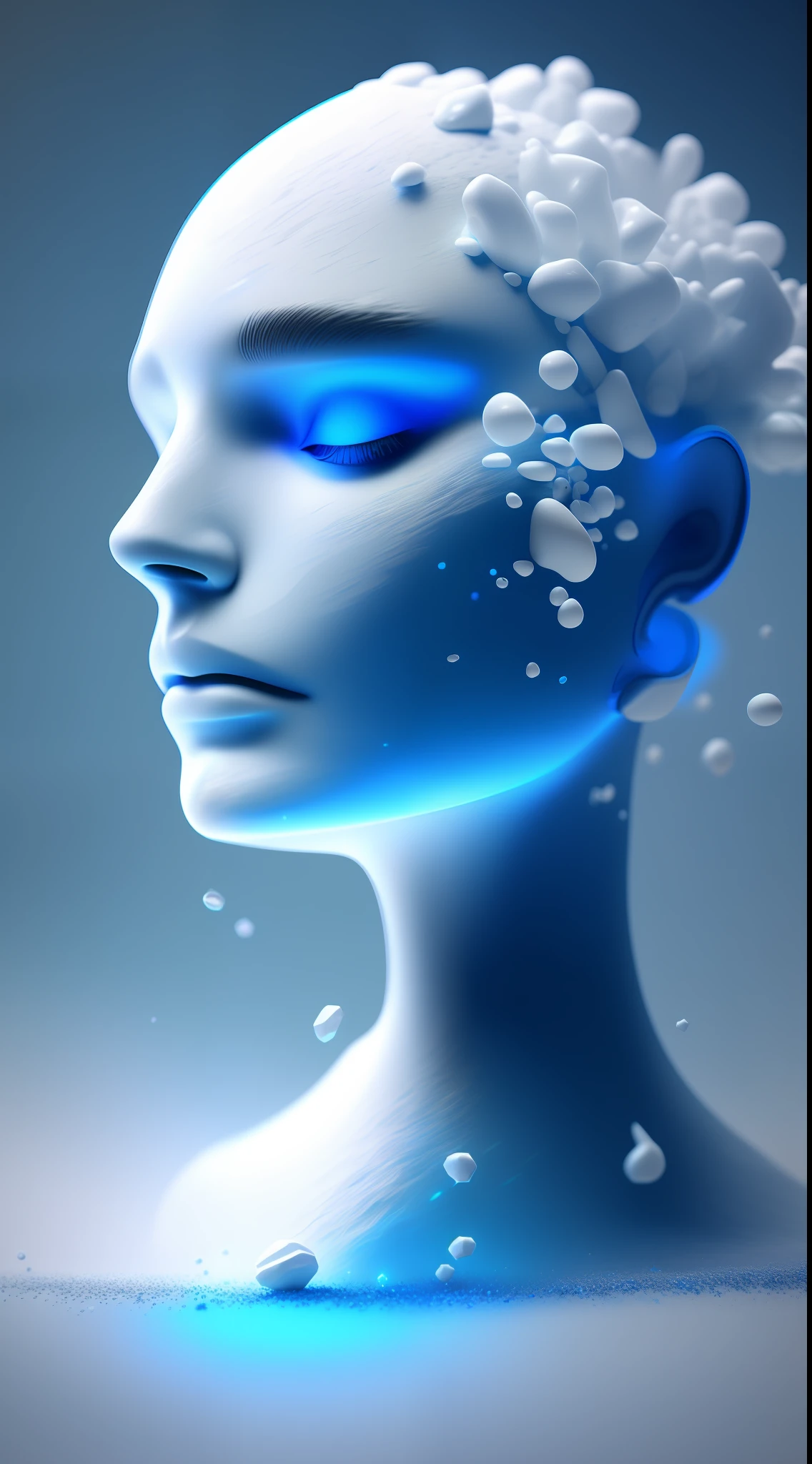 Dopamine, Surreal Airbrush Art, White and Rhineblue, CGSociety, Unreal Engine, 16K, Rendering, CGI, Concept Art, Trends on ArtStation, Ddreamlike Style