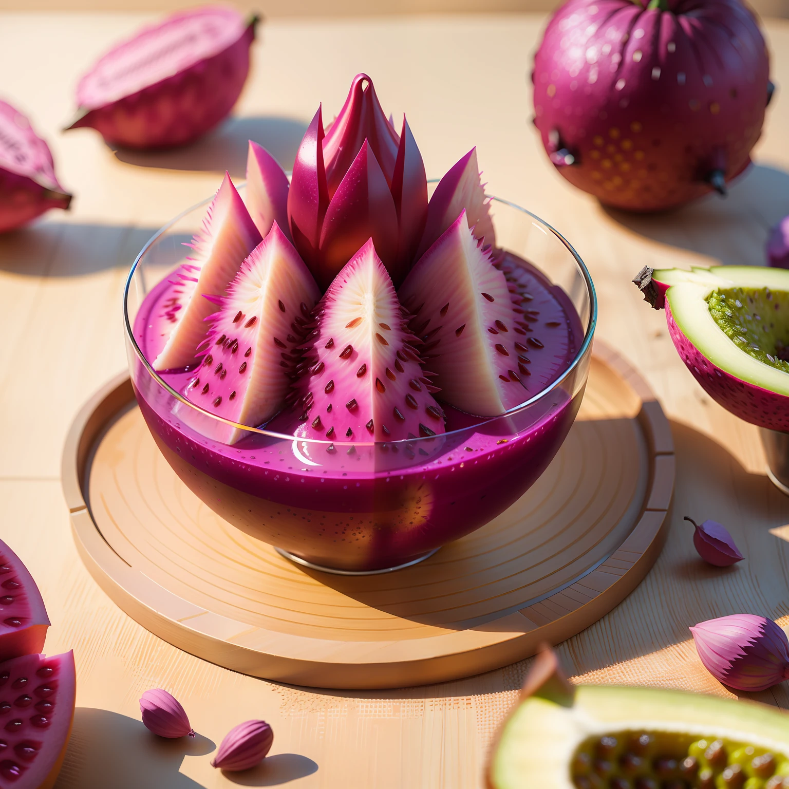 blender with piece of pitaya inside