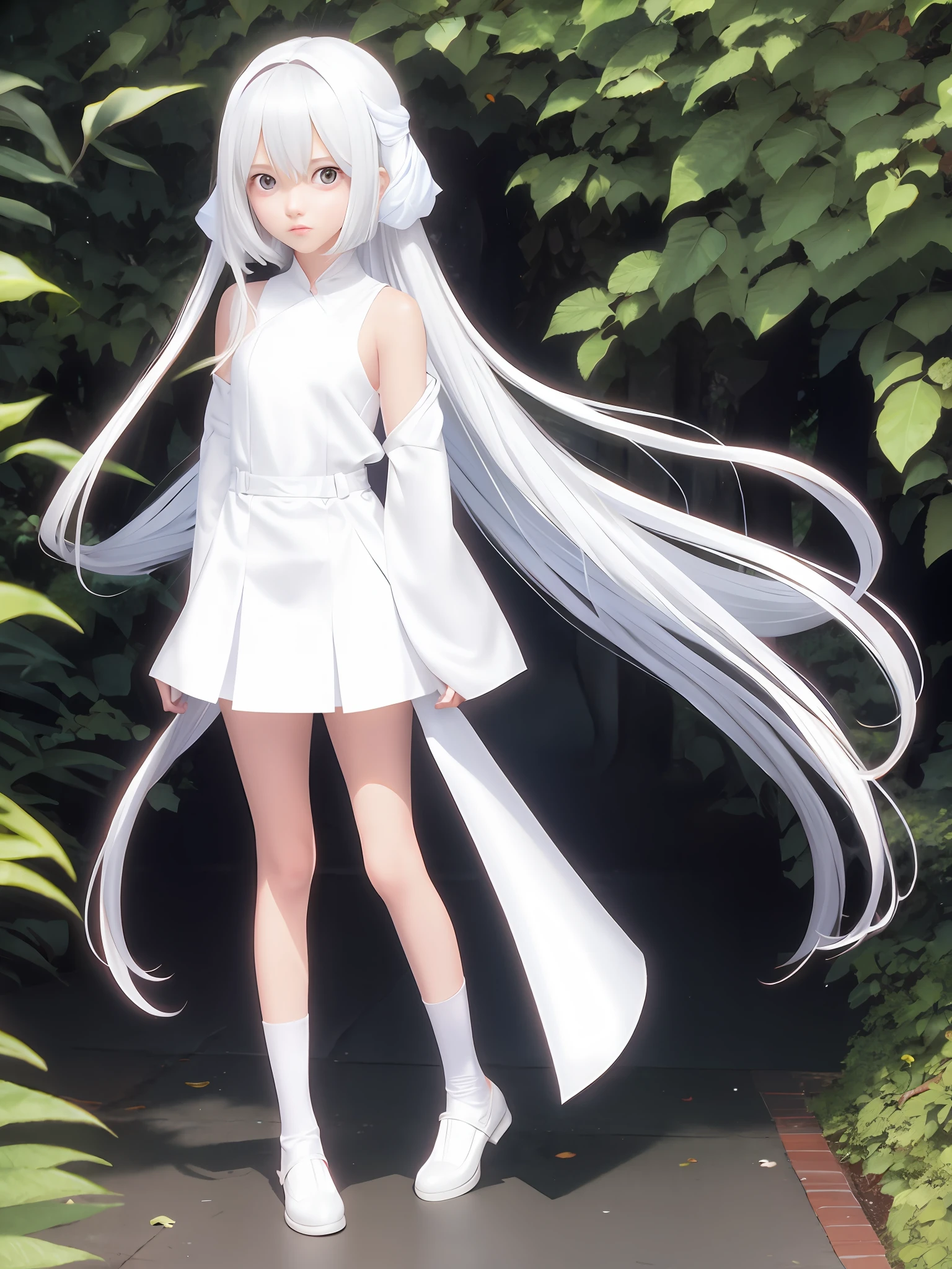 Anime girl white silk full body