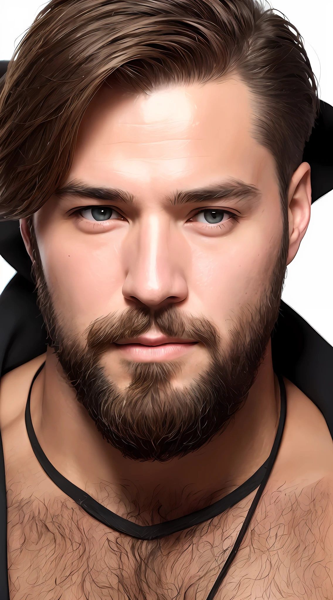 Best quality, realistic, award-winning illustration, (complicated detail: 1.2), (fine detail), (complicated detail), (cinematic lights, best quality), sharp lines, sharp focus, official art, 16k,close up, side portrait, on a white background, (A man with a smiling face: 1.3), a playful young boss, there is a man with a beard, (bald short-beard: 1.3), smiling look, handsome look, no beard and mustache, about 30 years, (33 years), men of 40 years, without completely bald hair, (short goatee: 1.3), (face with fine details of wrinkles: 1.2), (details of the aged face: 1.2), (without beard: 1.3), (normal body without muscles: 1.3) (without muscles: 1.3), pronounced male characteristic, flirting with the camera. all-white background, headshot profile picture.