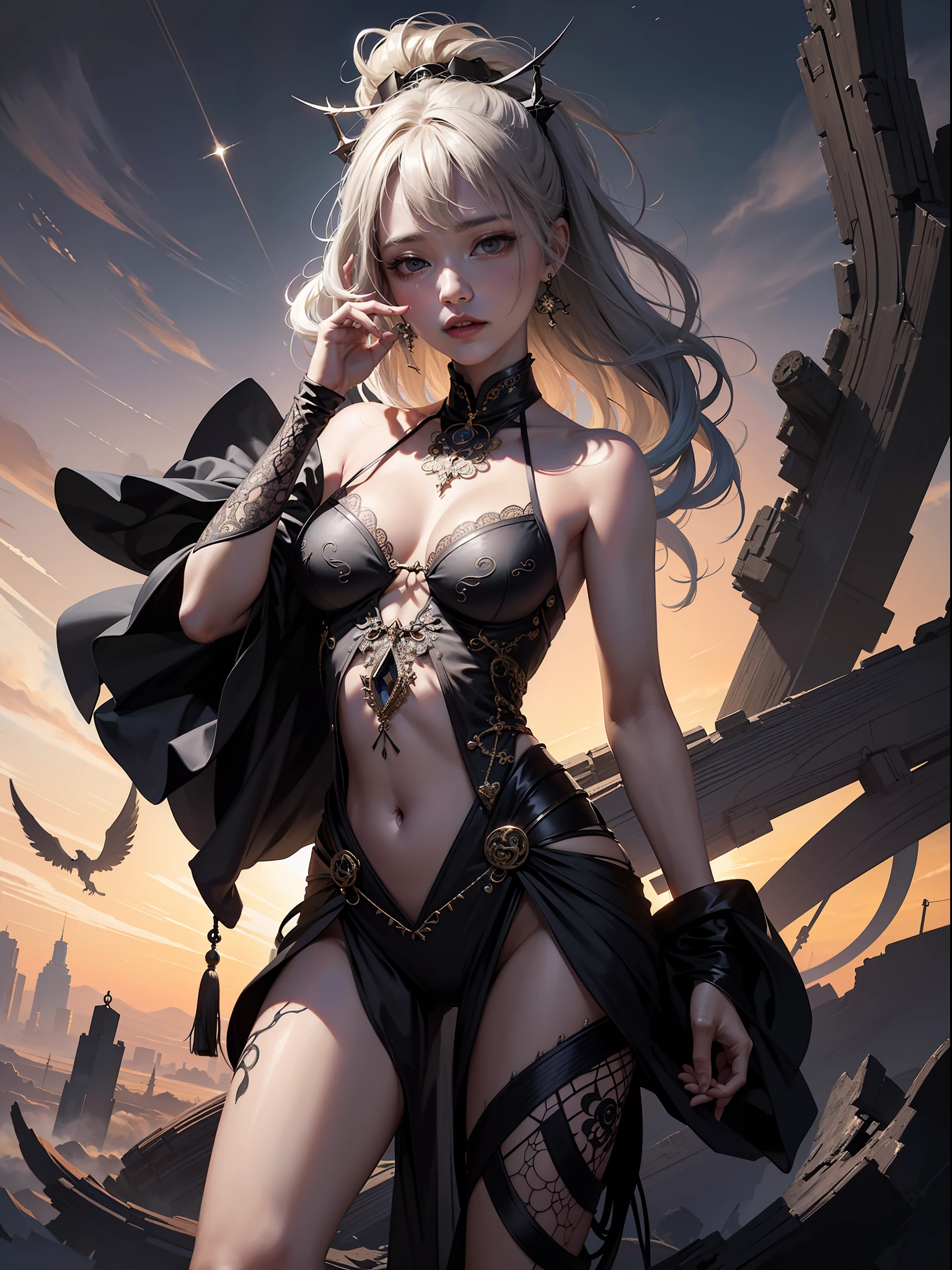 official art, unity 8k wallpaper, ultra detailed, beautiful and aesthetic, masterpiece, best quality, (zentangle, mandala, tangle, entangle), (fractal art:1.3) , 1girl, extremely detailed, dynamic angle, cowboyshot, the most beautiful form of chaos, elegant, a brutalist designed, vivid colours, romanticism, by james jean, roby dwi antono, ross tran, francis bacon, michal mraz, adrian ghenie, petra cortright, gerhard richter, takato yamamoto, ashley wood, atmospheric, ecstasy of musical notes, streaming musical notes visible