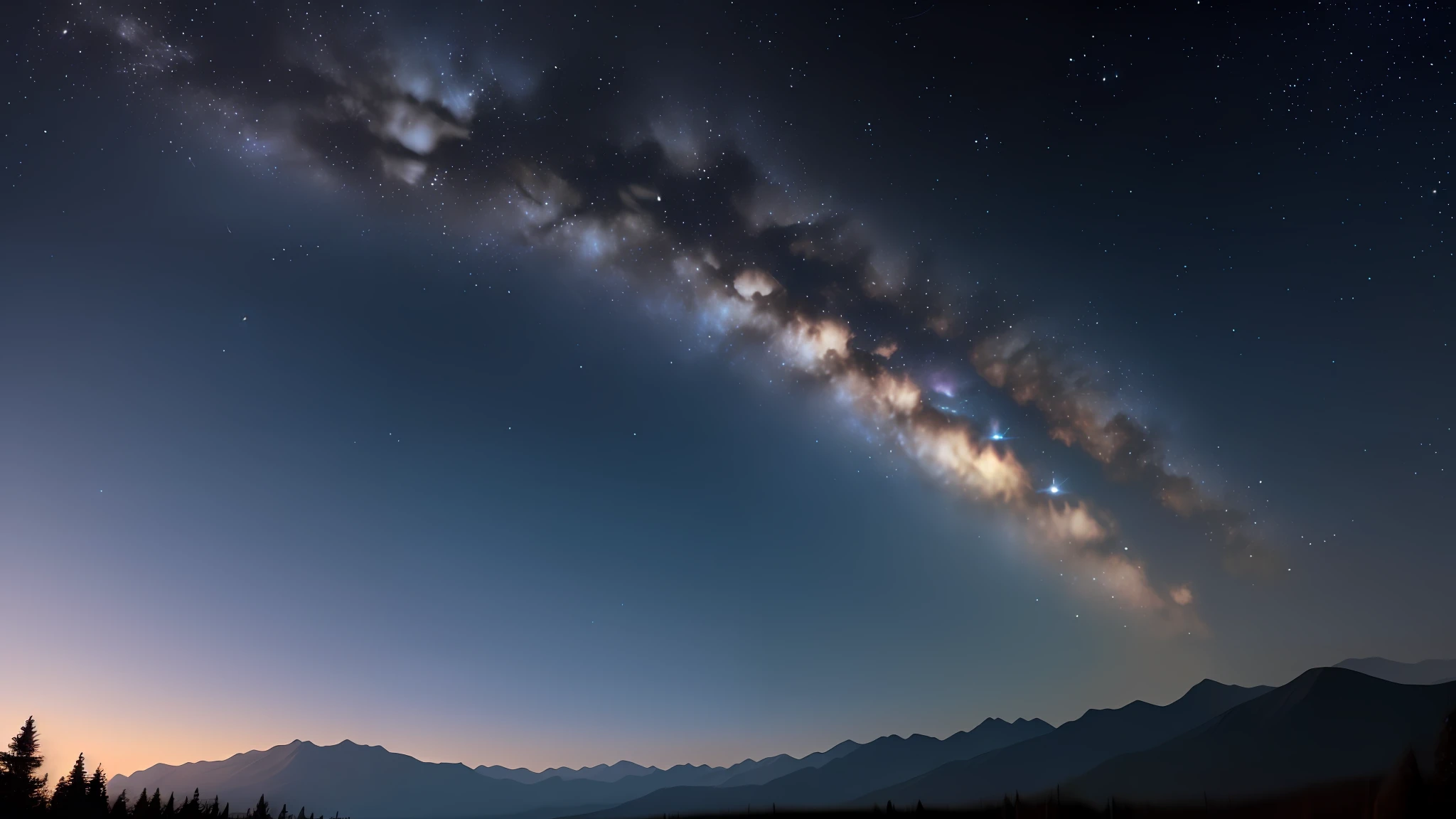 As night falls, the dark sky is covered with countless bright stars. The absence of the moon makes the starry sky more visible. The mountains in the distance seem to disappear into the darkness, leaving only a deep and mysterious atmosphere.
The surrounding trees cast tiny shadows, and the breeze rustled their branches and leaves. On nights like these, the stars shine on the earth and illuminate the path you walk.
You look up at the sky and see a lot of familiar constellations – Scorpio, Orion, Cygnus, and so on. The stars sparkle, some as bright as diamonds, others as faint as candles. You feel as if you are in the universe and feel the infinite extension of time and space.
Suddenly, you find a meteor cutting through the sky, and in an instant a bright tail crosses and disappears into the distance. Seeing this scene, you can't help but be moved, as if all dreams have become within reach.
On this quiet and peaceful night, your mood becomes peaceful and peaceful. The starry sky scene of this night is deeply imprinted in your mind.