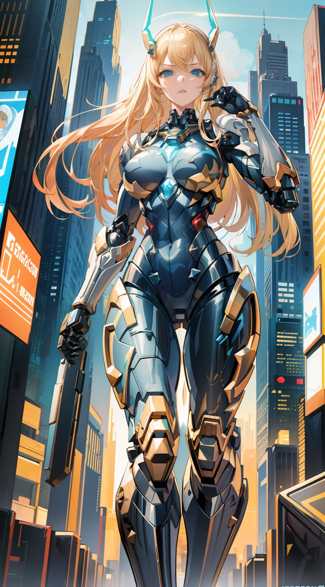 blond haired woman in futuristic suit standing in a city, girl in mecha cyber armor, artgerm julie bell beeple, mermaid cyborg with a laser whip, cushart krenz key art feminine, armor girl, karol bak uhd, artgerm craig mullins, cyborg girl, krenz cushart and artgerm, mechanized valkyrie girl