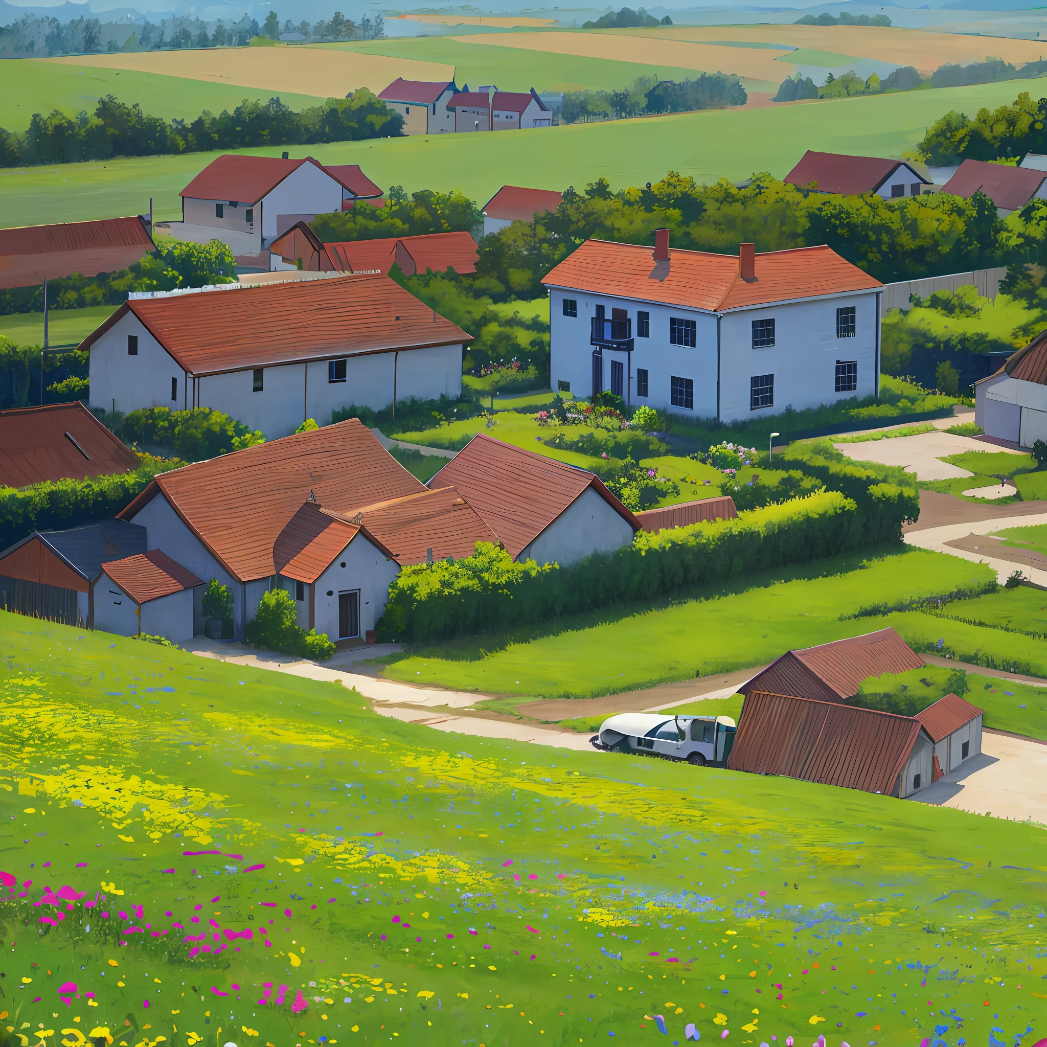 Flower,house,field