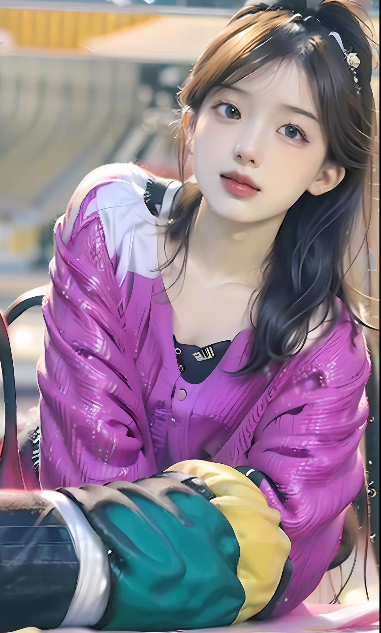 (8k, RAW photo, photorealistic:1.25) ,( lip gloss, eyelashes, glossy finish, glossy skin, best quality, super high resolution, depth of field, chromatic aberration, caustics, wide light, natural shadow, Kpop idol) look with serenity and goddess-like bliss to the spectators,