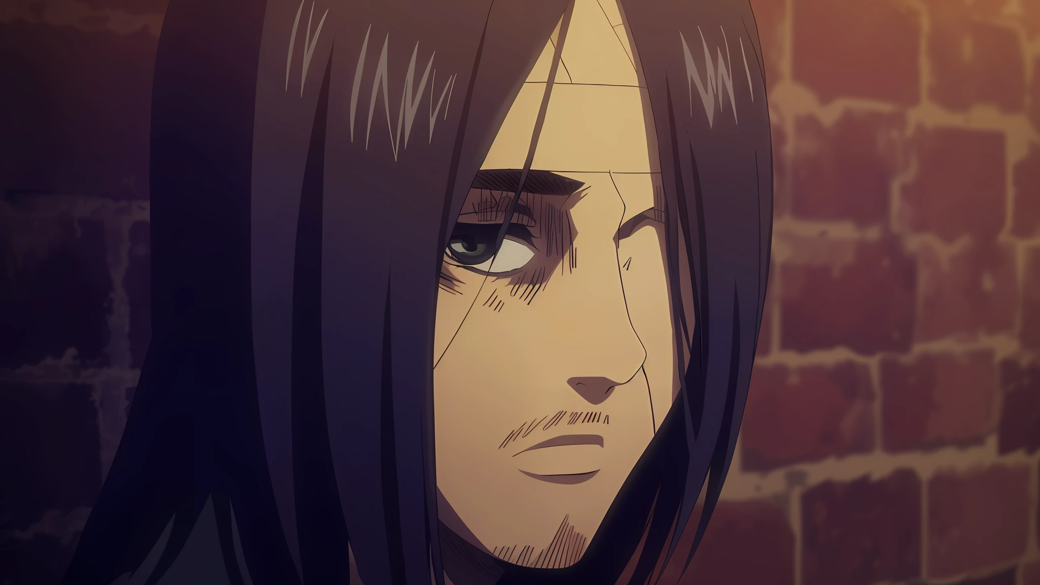 best quality, masterpiece, (realistic: 1.2), 1 man, Eren Jaeger, black jeans, black pants, brown hair, attack on Titan, cold background, black jacket, slim body, high definition, high quality, black clothes