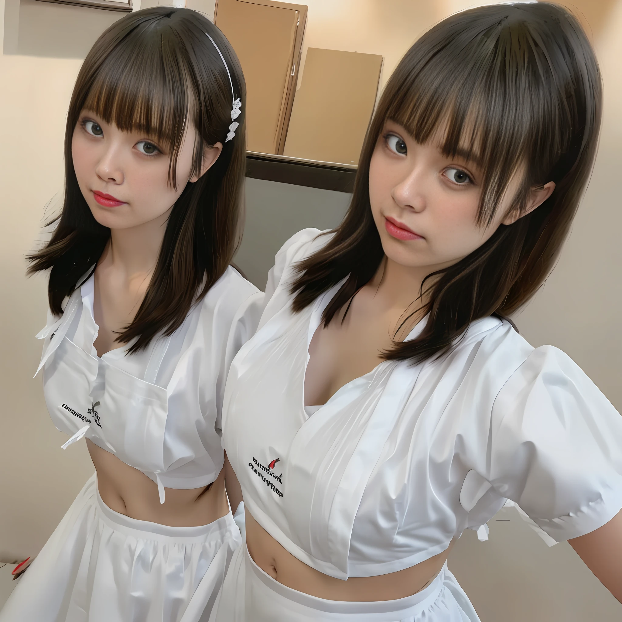 Big , maid outfit, midriff,
