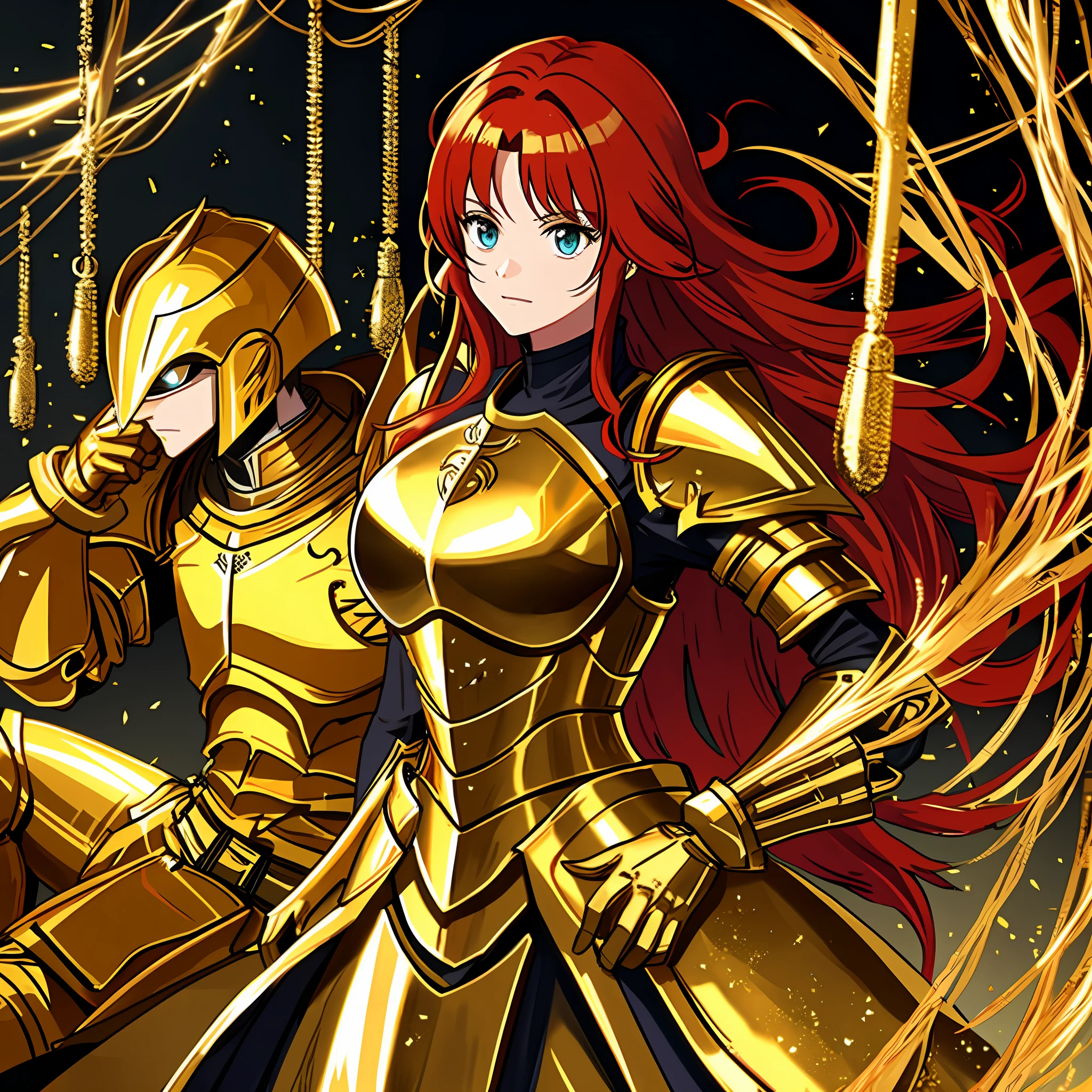 KNIGHT IN GOLD ARMOR, RED HAIR