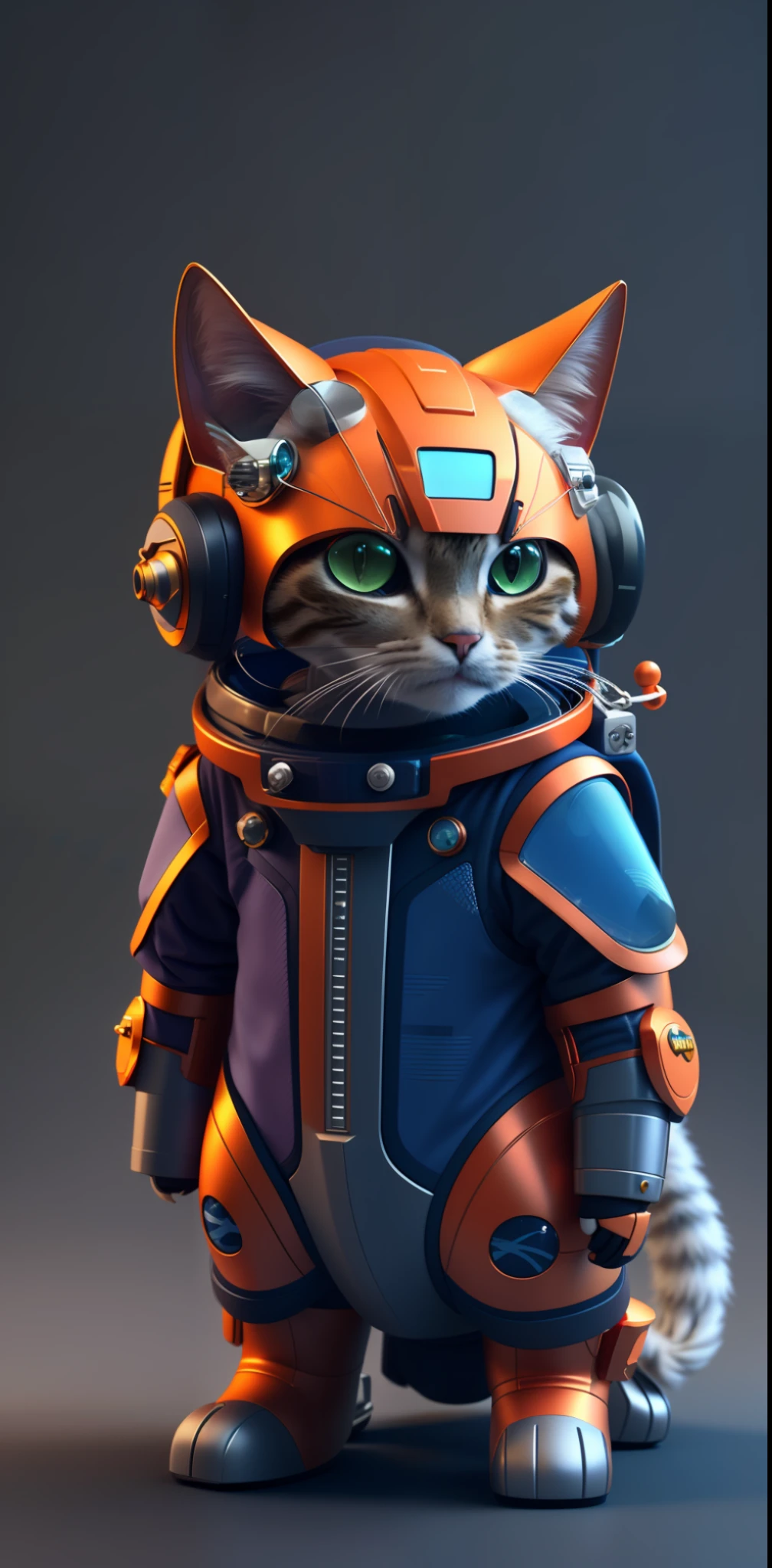 there is a cat in a space suit with a helmet on, cyborg kitten, cute 3 d render, rendered in redshift, 3 d render stylized, astronaut cat, scifi character render, scifi character, stylized 3d render, stylized as a 3d render, 3 d render character art 8 k, cgsociety 8k, cgsociety 8k