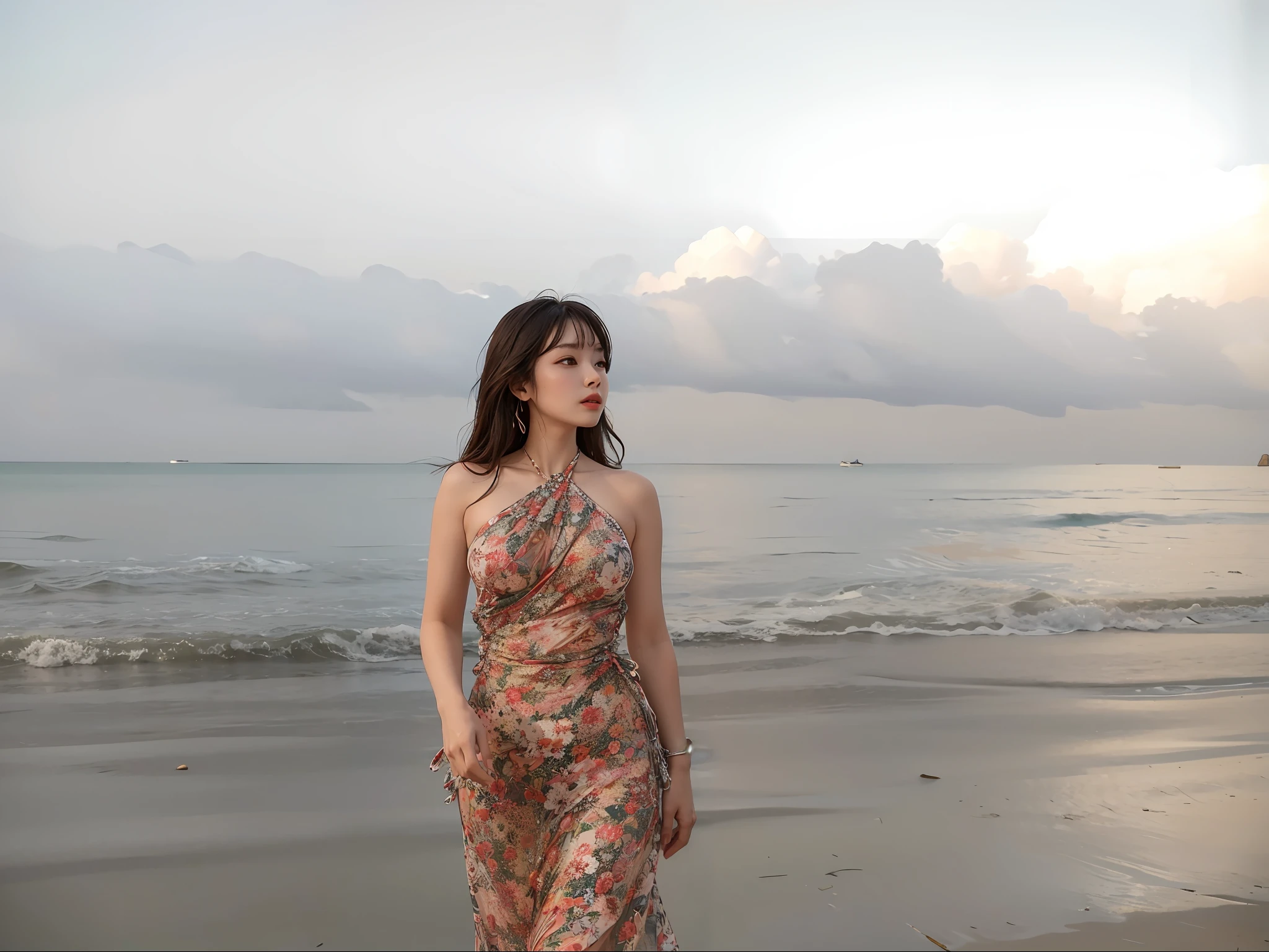 Don't change face, large breasts detailed body, sexy body with mini bikini,