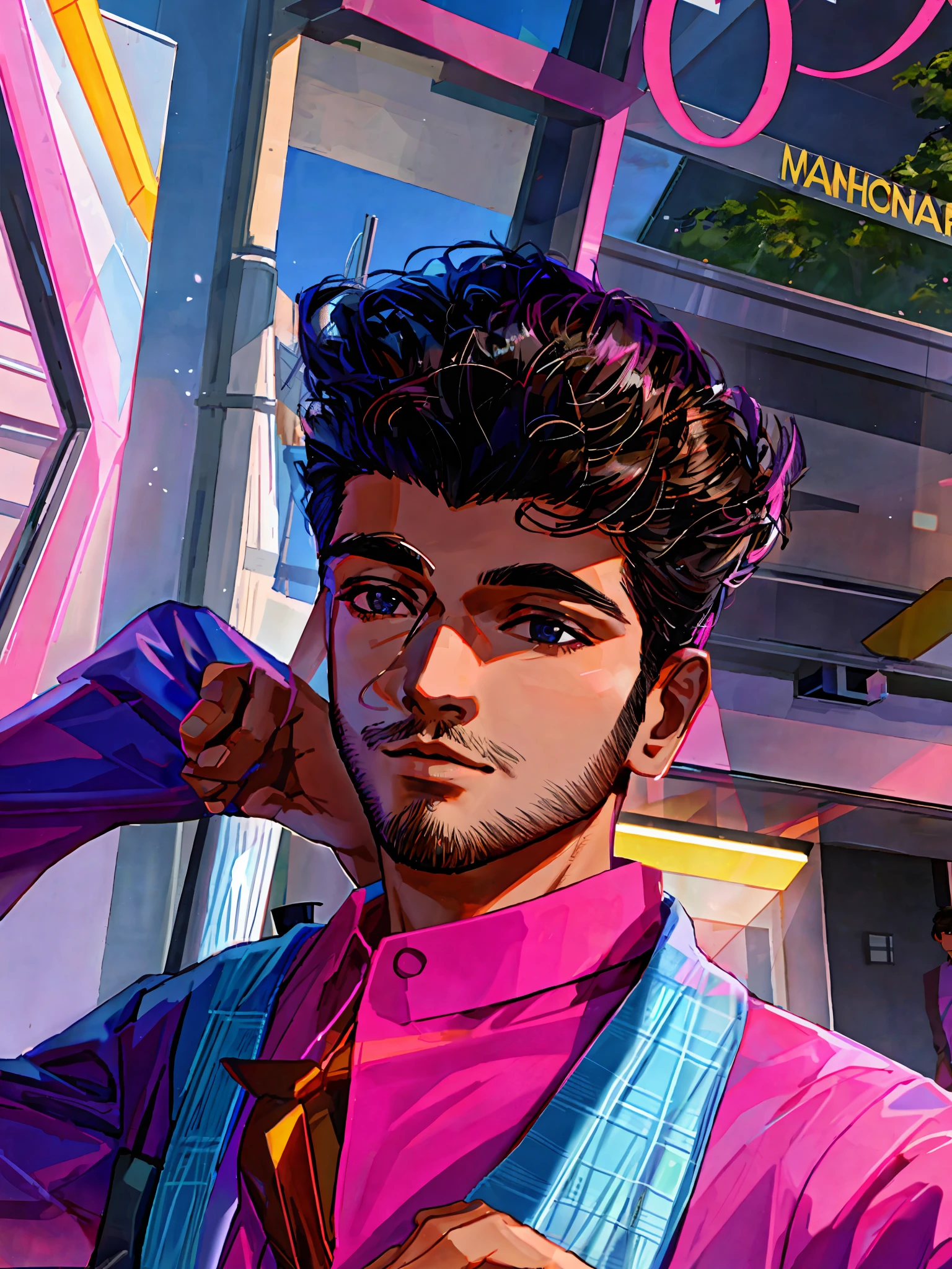 there is a man with a pink shirt talking on a cell phone, jayison devadas, with accurate face, without beard, jayison devadas style, vinayak, facebook profile picture, without helmet, ayan nag, good looking face, front profile!!!!, selfie photo, 8k selfie photograph, with no beard, around 1 9 years old, with kind face