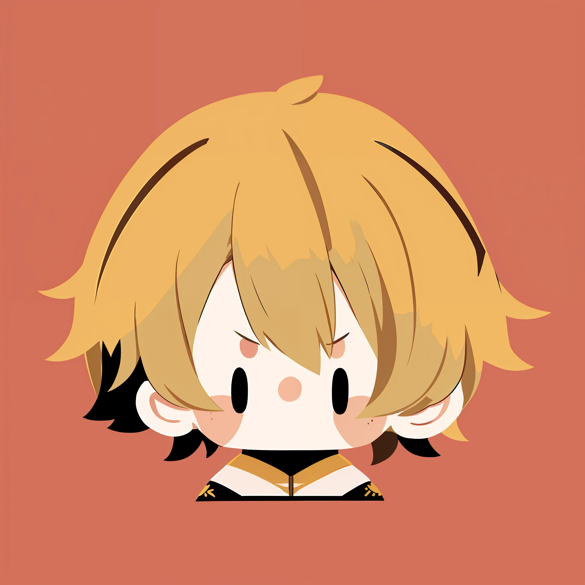 Flat Avatar, One Boy, Solo, Angry Face, Headshot, Simple Background, Golden Hair,Short and Tuggy Hair