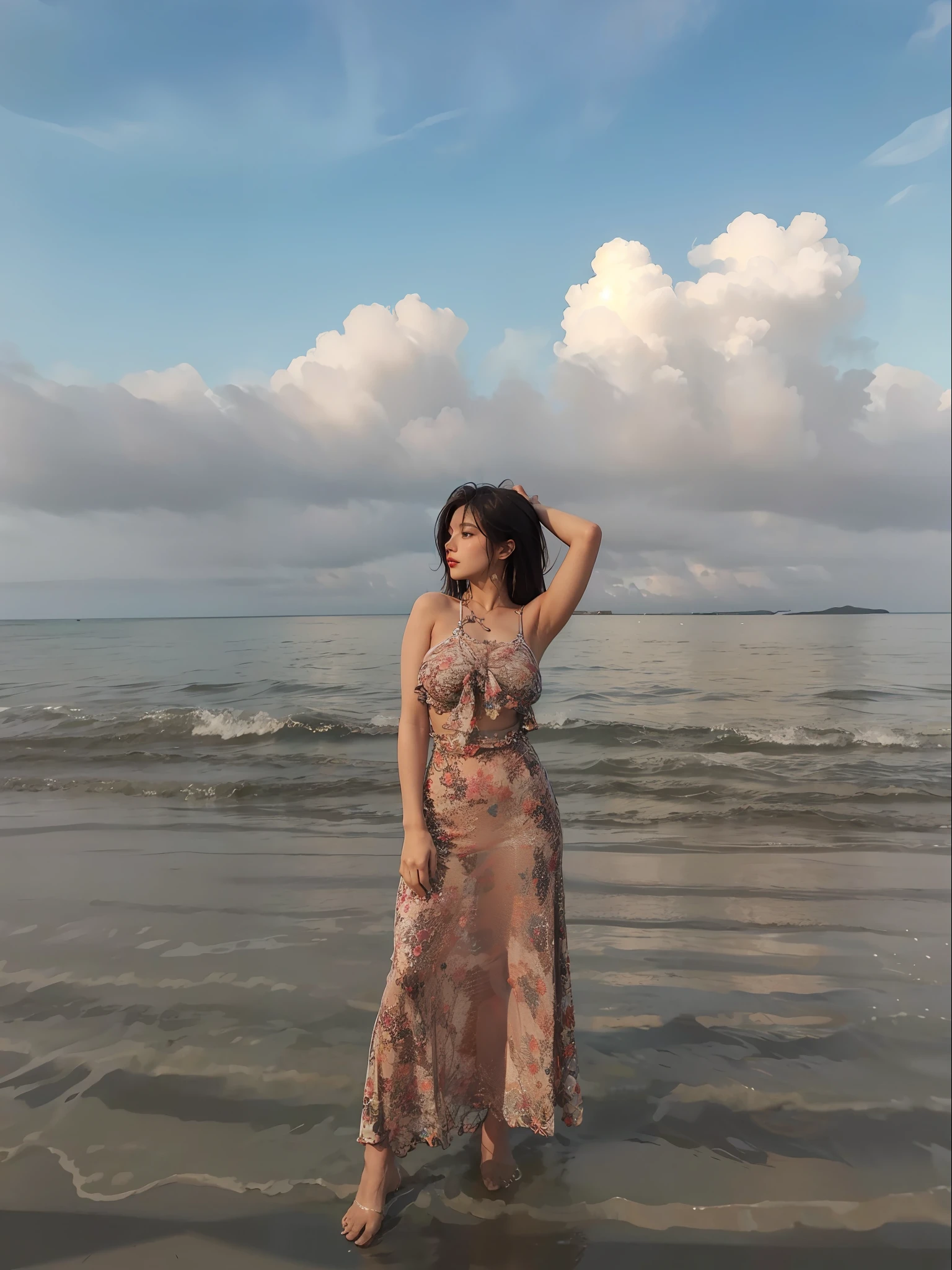 large breasts detailed body, sexy body with mini bikini,