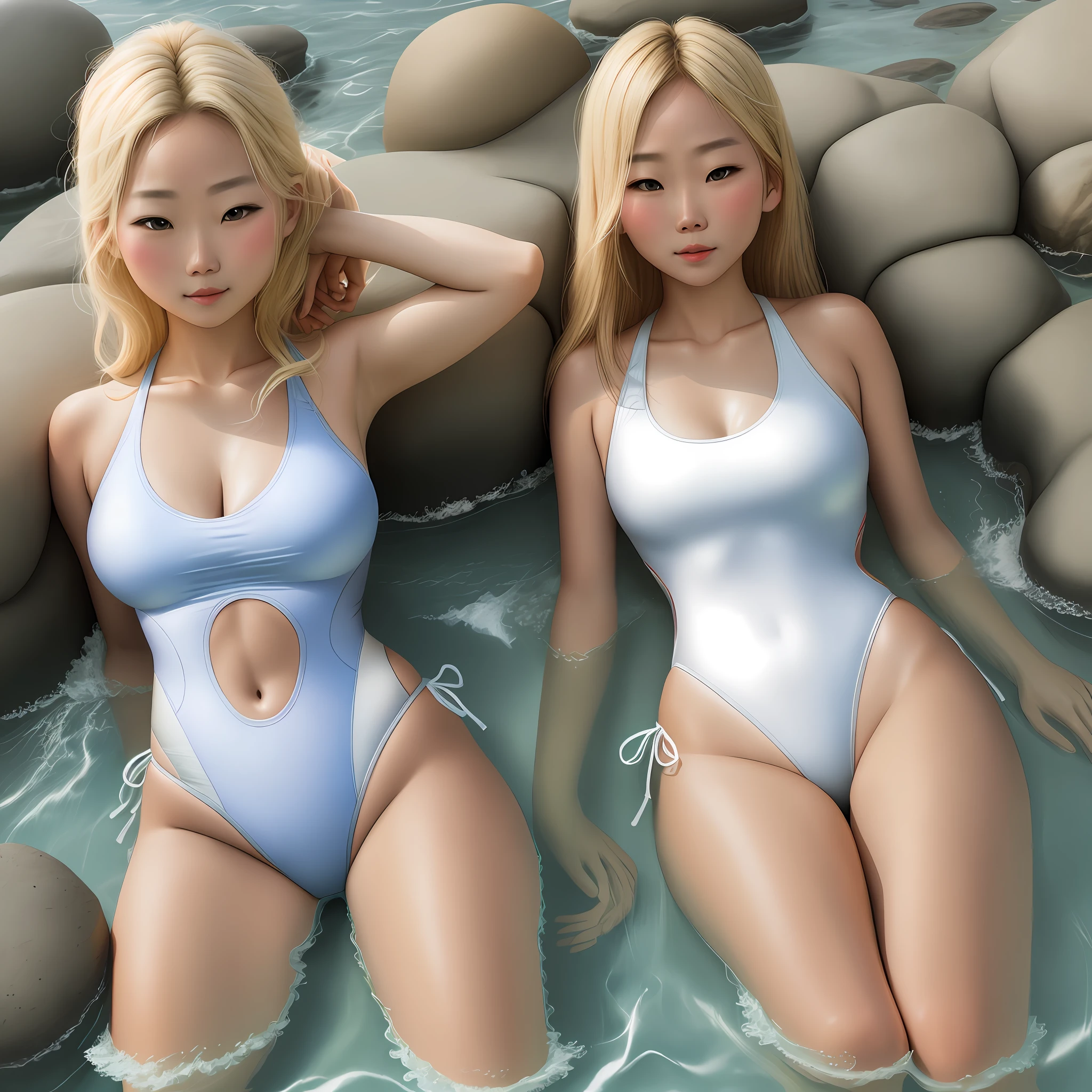 Blonde Asian Swimsuit