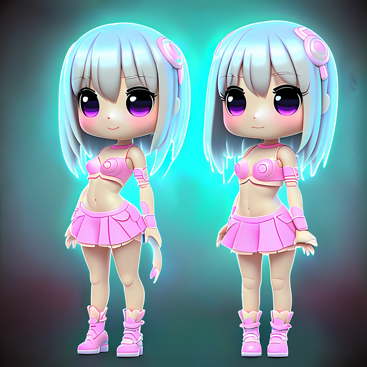 Super cute girl full body 3d drawing, 1pc, good looking eyes, big eyes, cute, happy, c4d, pop matt blind box, glow bubble, toy, solid color background, chibi, fluorescent translucency, luminescence, kawaii, doll, T pose, reference table, pop mart blind box, Pixar, complex details, 3d rendering, blender, OC renderer, fol body reference sheet, dribble, high details,8k,studio lighting,li,pee,childi ,