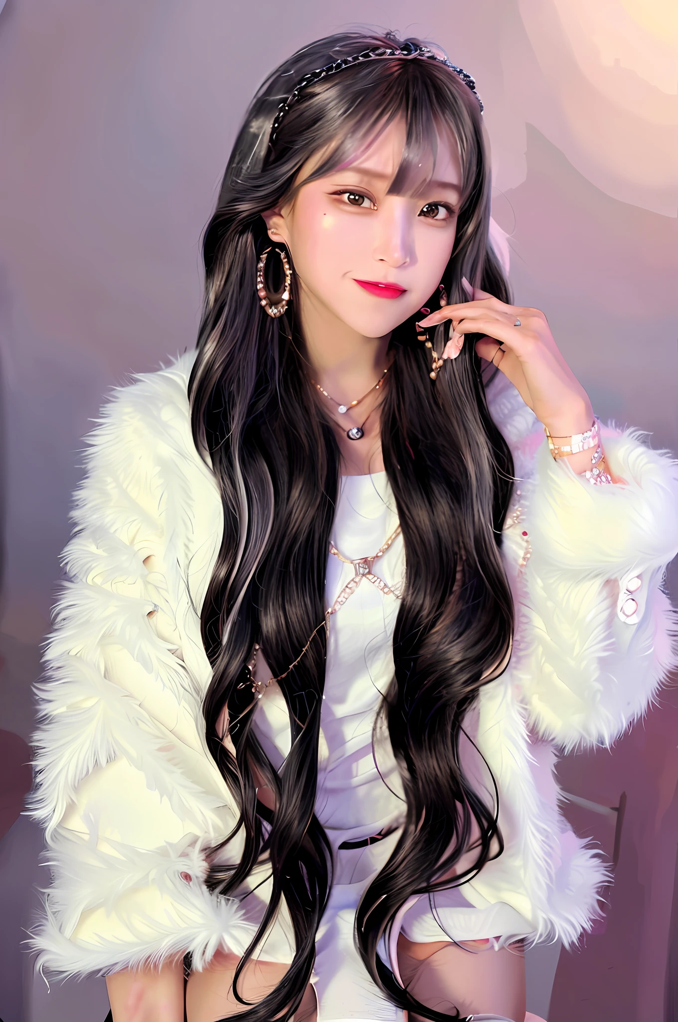 (Photorealistic: 1.4), 2 girls,
jewelry, watch viewer, 8k, cute smile
Long hair, fuzzy, cheek-to-cheek, black stockings
simple background, circle earrings,
moles, necklaces, lips, hair ribbons, ribbons, bangs,
black eyes, realistic brown eyes, outdoor,