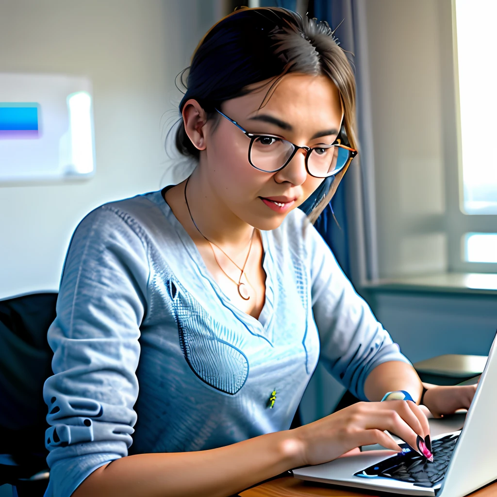 Woman studying in front of computer