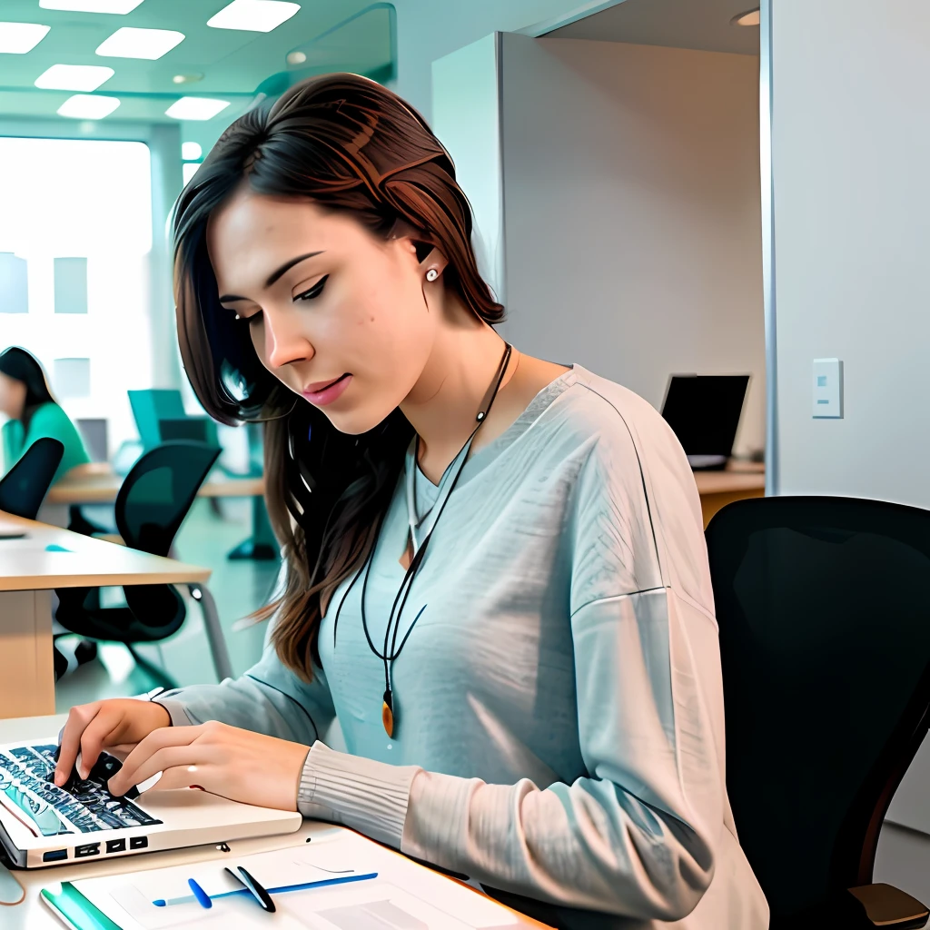 Woman studying in front of computer