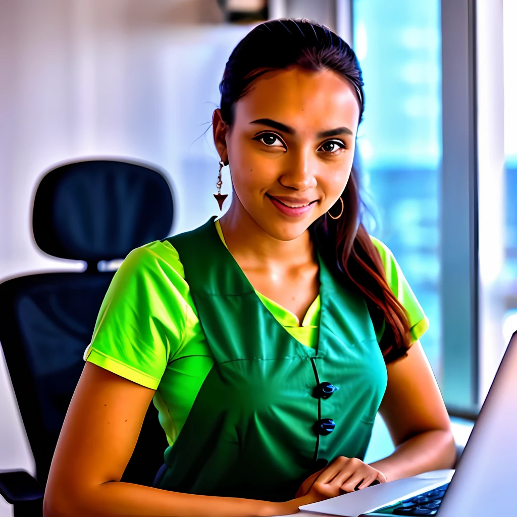 Brazilian woman studying in front of the computer