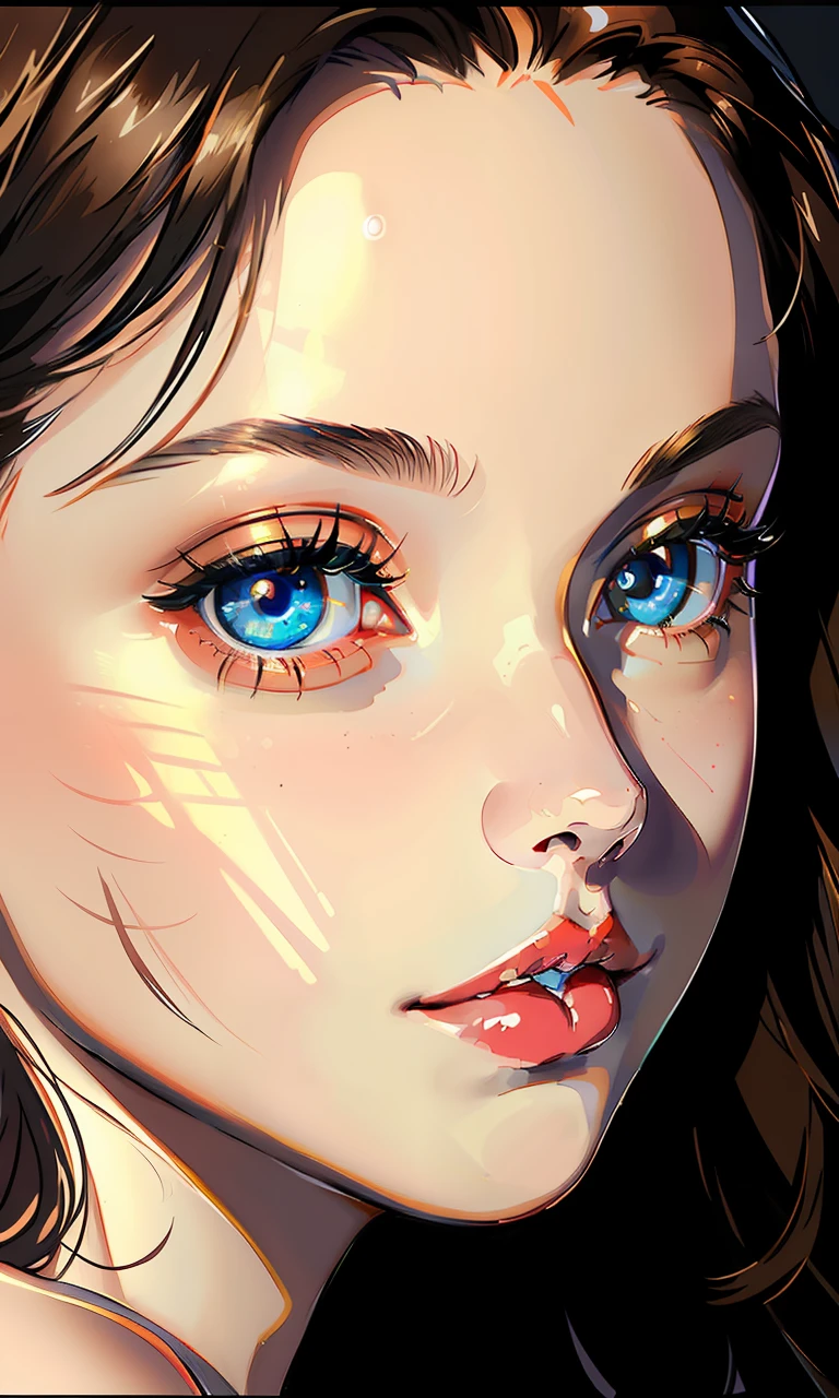 (masterpiece:1.4), most beautiful girl in the world, glossy lips, ultra detailed eyes, Absurdres, hdr, ultra detailed illustration, extremely detailed face, RAW photo, film grain, skin pores, trending on deviantart