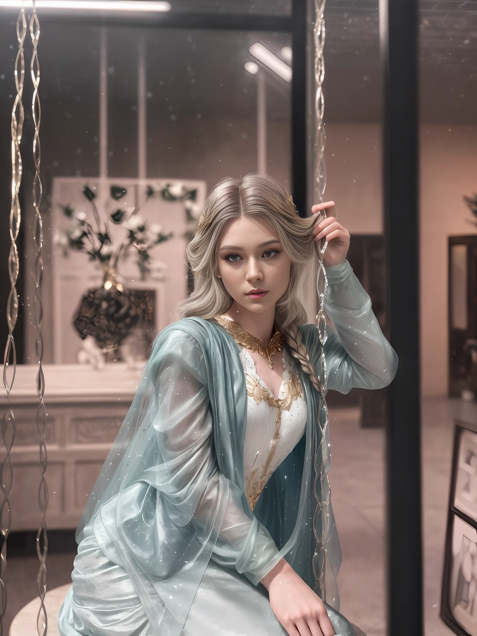 (masterpiece, best quality, photorealistic, highly detailed, octane render, unreal engine, 8k HD, hyper-detailed, realistic skin texture, best quality, ultra high res, raw photo, dramatic lighting, unreal engine, diffuse glow, dynamic pose), A female archangel with beautiful features would likely have striking, ethereal looks that would inspire awe and wonder in anyone who beheld her. She might have piercing blue or green eyes that seemed to glow with an inner light, framed by long lashes that brushed against her delicate cheekbones. Her skin might be porcelain pale, with a soft, rosy blush that highlighted her high cheekbones.

Her hair might be long and flowing, with strands of gold or silver that shimmered like starlight in the sun. It might be styled in intricate braids or loose waves that cascaded down her back, or perhaps pulled back into an elegant updo that showcased her graceful neck.

Her wings would be magnificent, with feathers as white as snow and shimmering with an otherworldly light. They might be large and imposing, giving her an aura of power and majesty, or perhaps delicate and intricate, reflecting her refined and elegant nature.

In short, a female archangel with beautiful features would be a vision of divine beauty, radiating grace, power, and wonder in all who beheld her