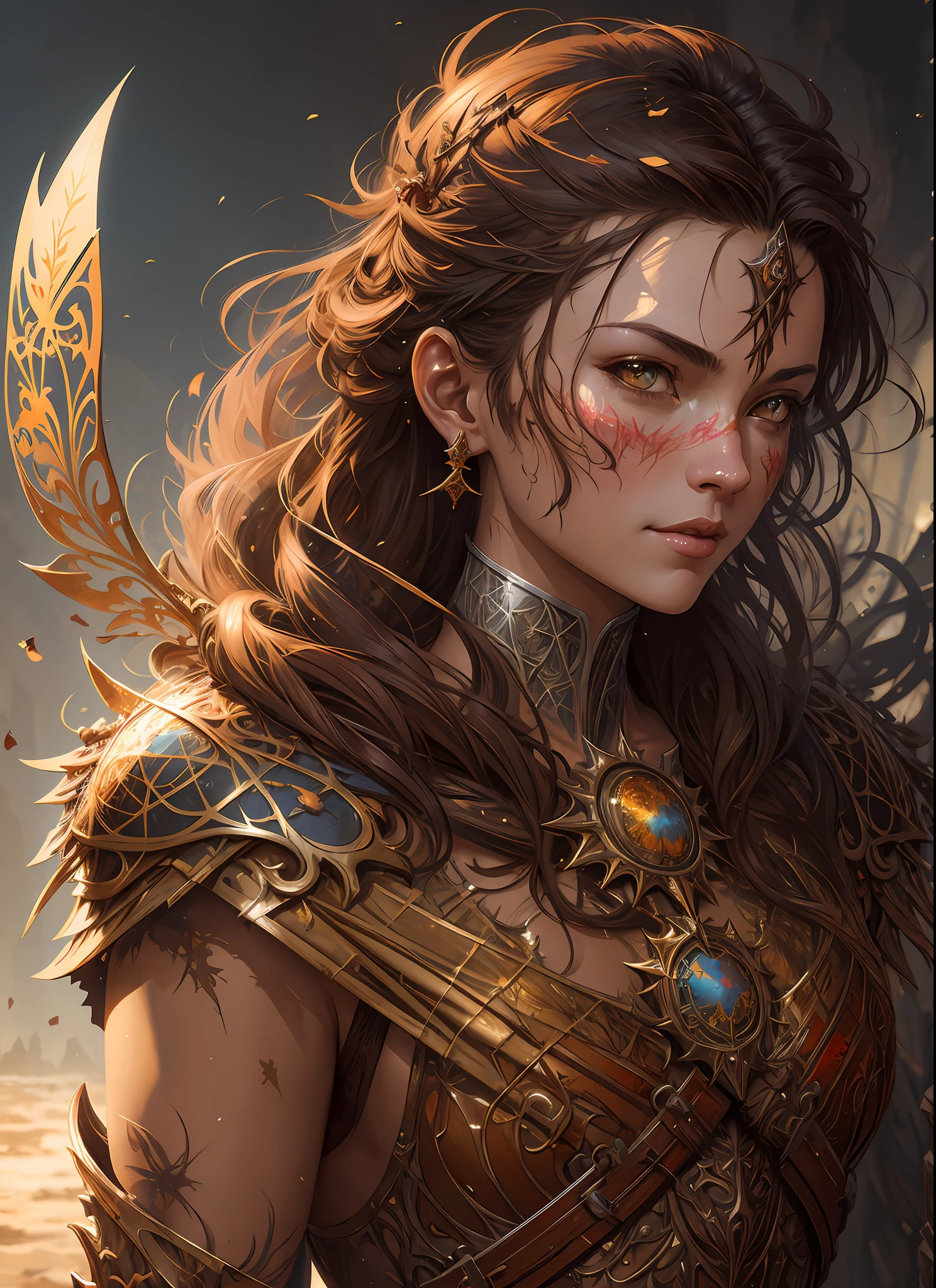 highres, Antonio Moro, best quality, medieval armor, by cyril rolando, concept art, reflections, composition, physically-based rendering, ((art by carne griffiths and peter kemp and anatoly metlan)), trending on CGSociety, perfect face,