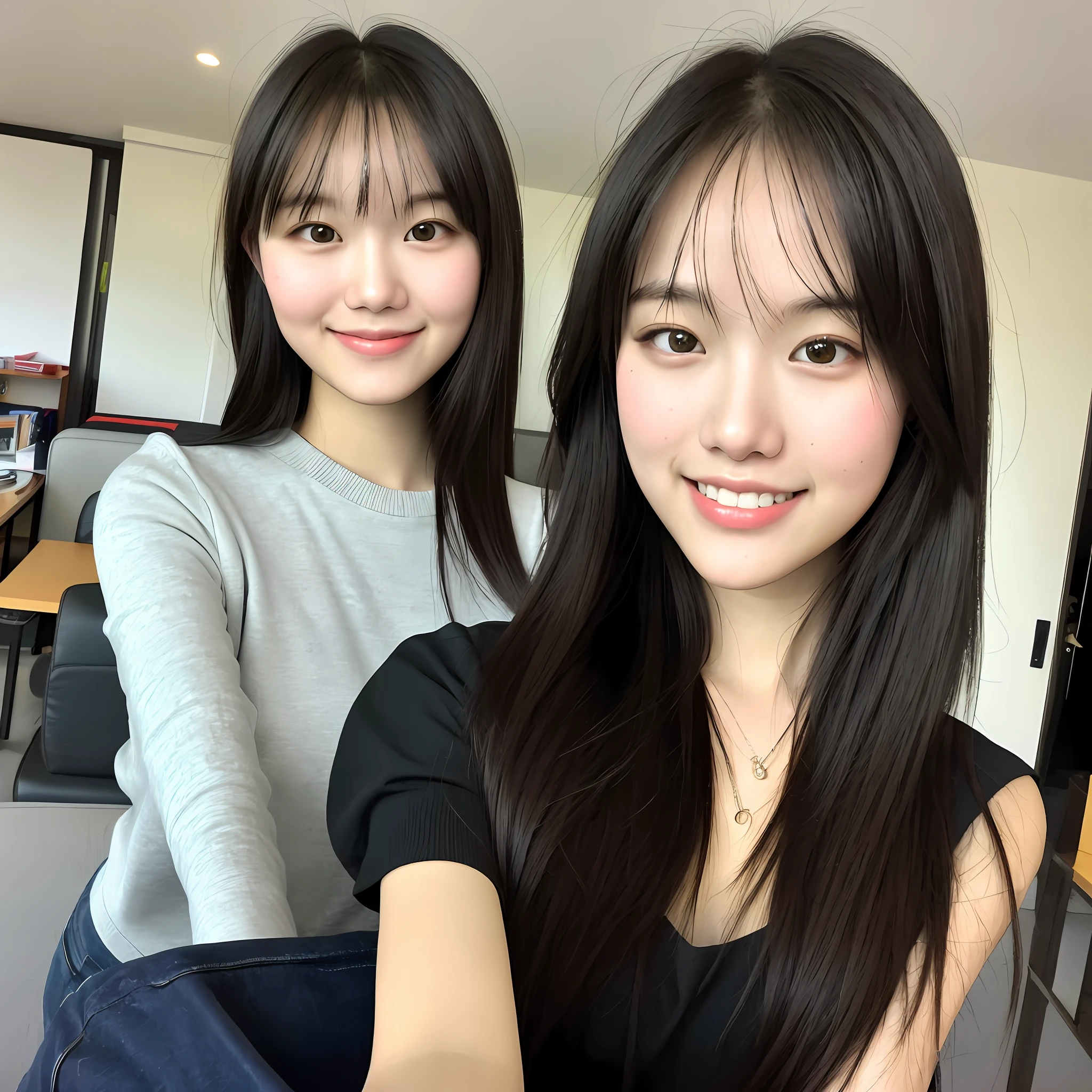 **A very energetic, smart and friendly attractive highly attractive Hong Kong female college student, frontal half body portrait, Canon DSLR camera, soft indoor light, solid color background.--v 5.1 --q 5 --s 250 --v 5.1** - Image #1