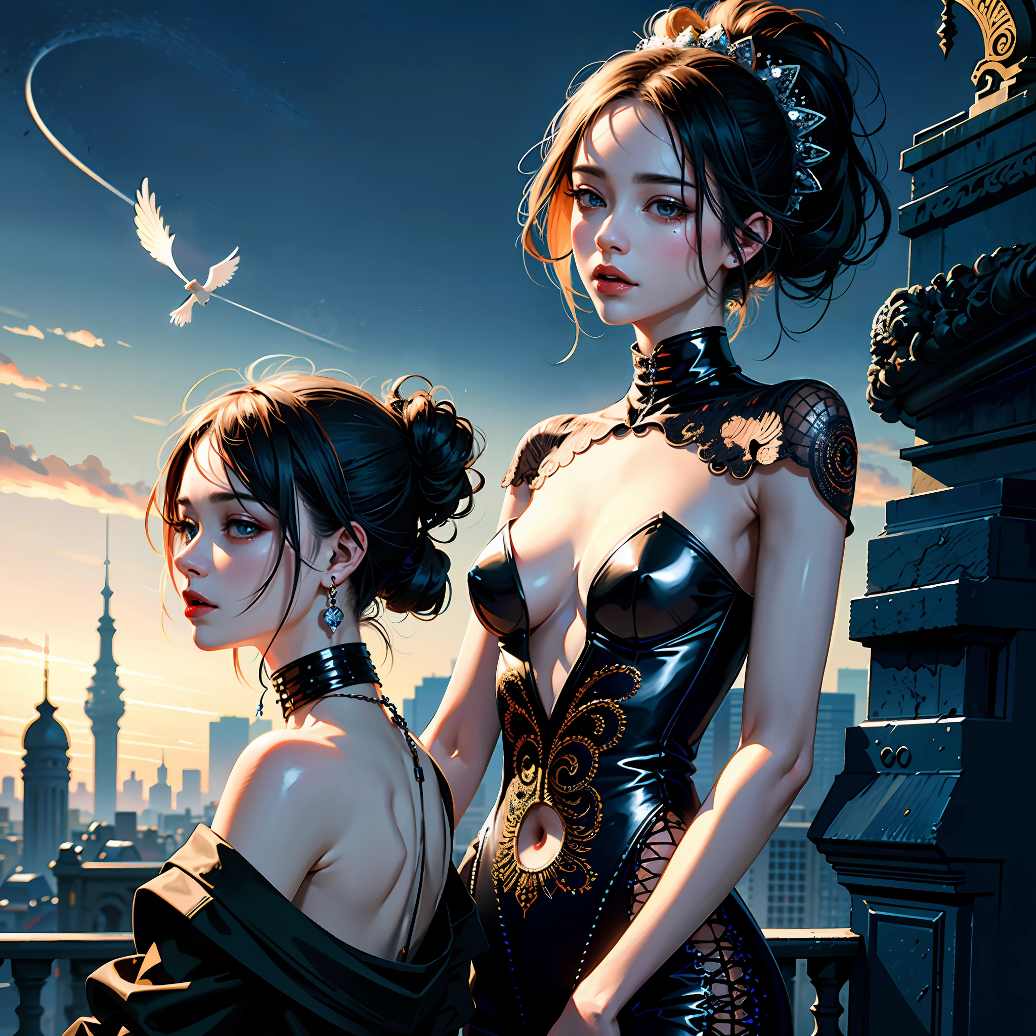 official art, unity 8k wallpaper, ultra detailed, beautiful and aesthetic, masterpiece, best quality, (zentangle, mandala, tangle, entangle), (fractal art:1.3) , 1girl, extremely detailed, dynamic angle, cowboyshot, the most beautiful form of chaos, elegant, a brutalist designed, vivid colours, romanticism, by james jean, roby dwi antono, ross tran, francis bacon, michal mraz, adrian ghenie, petra cortright, gerhard richter, takato yamamoto, ashley wood, atmospheric, ecstasy of musical notes, streaming musical notes visible,