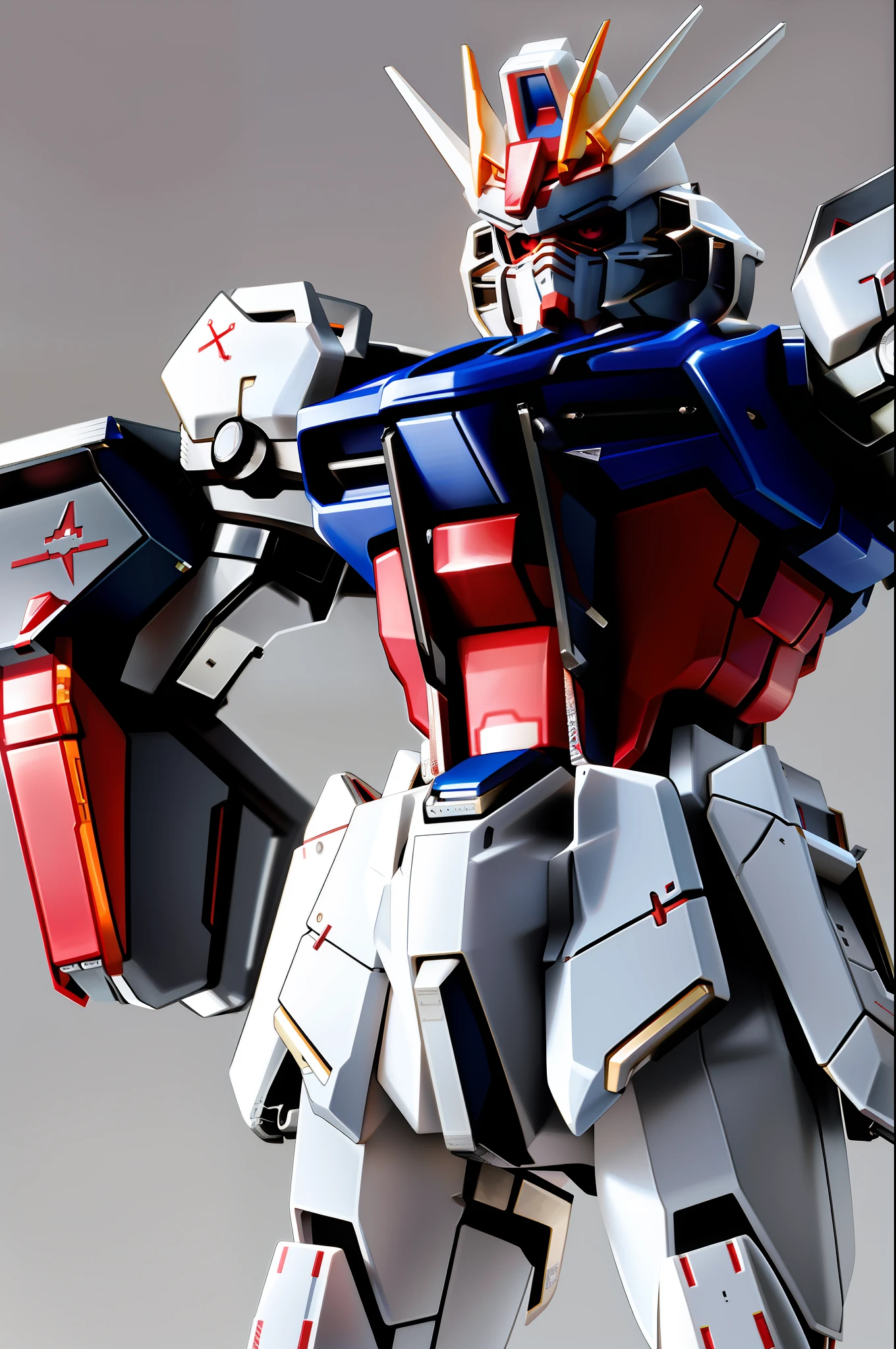 masterpiece, fine details, extremely detailed 4k CG, strike_gundam, gundam, robot, mecha, solo, standing, mobile suit