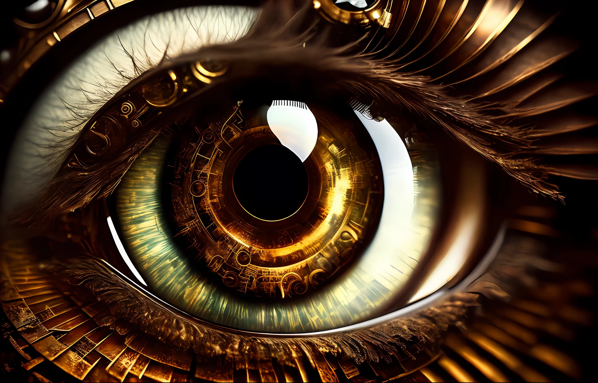 Dreamy art human eye, crazy details, steampunk details, intricate details, super details