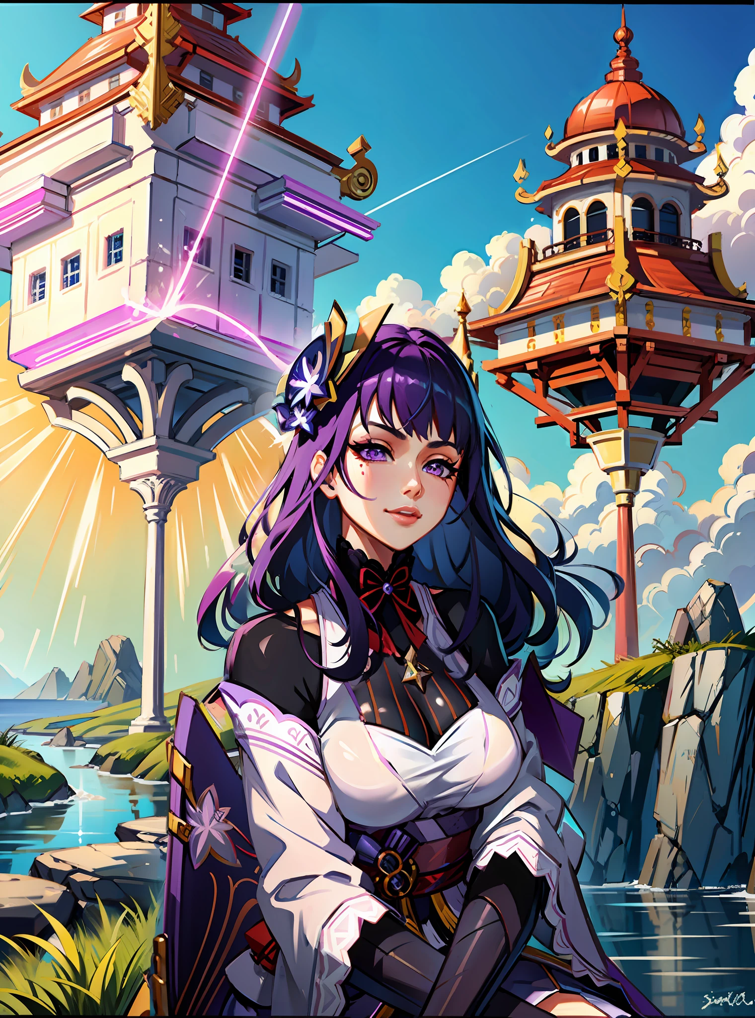 lightning back ground, godly background, floating object, masterpiece, highly detailed, purple, purple thunder