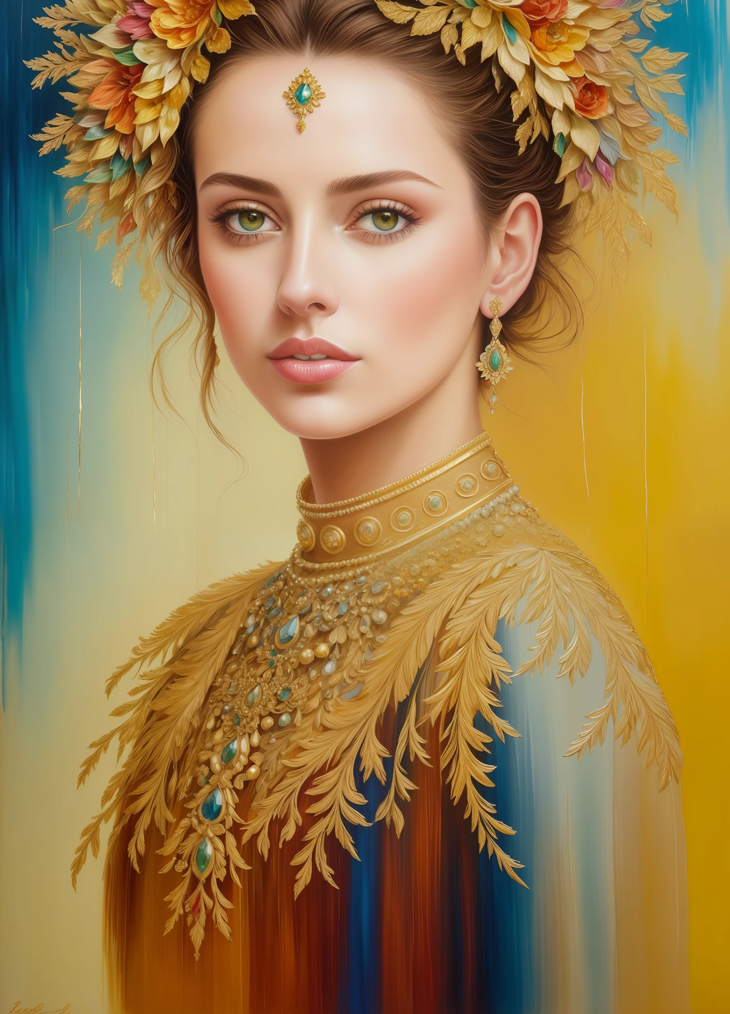 style of Irina Rej | Saatchi Art, intricate oil on canvas high detail crisp quality colourful 8k oil on canvas beautiful fantastic view hdr cinematic postprocessing Ultra realistic gold leaf impasto brush strokes; highly detailed elegant extremely detailed oil on canvas high detail imperial colors ultra detailed high definition crisp quality matte background no text , masterpiece, combines the artistic influences