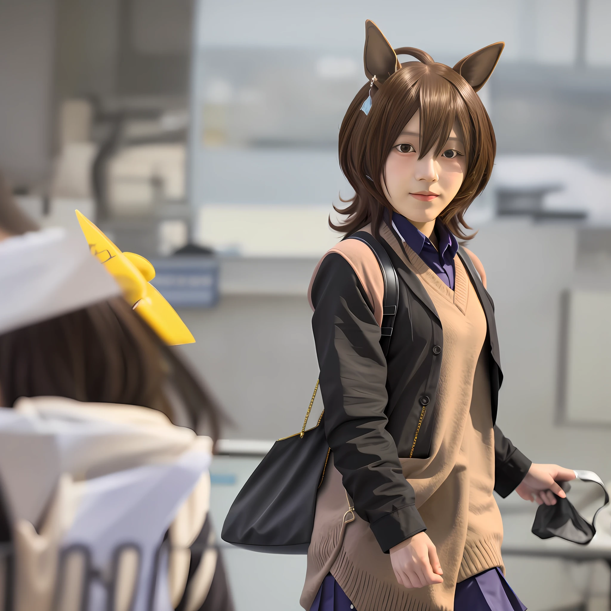 real,detail,full body,Agnes Tackhyon \(umamusume,1girl,solo,real,cosplay,simple background,