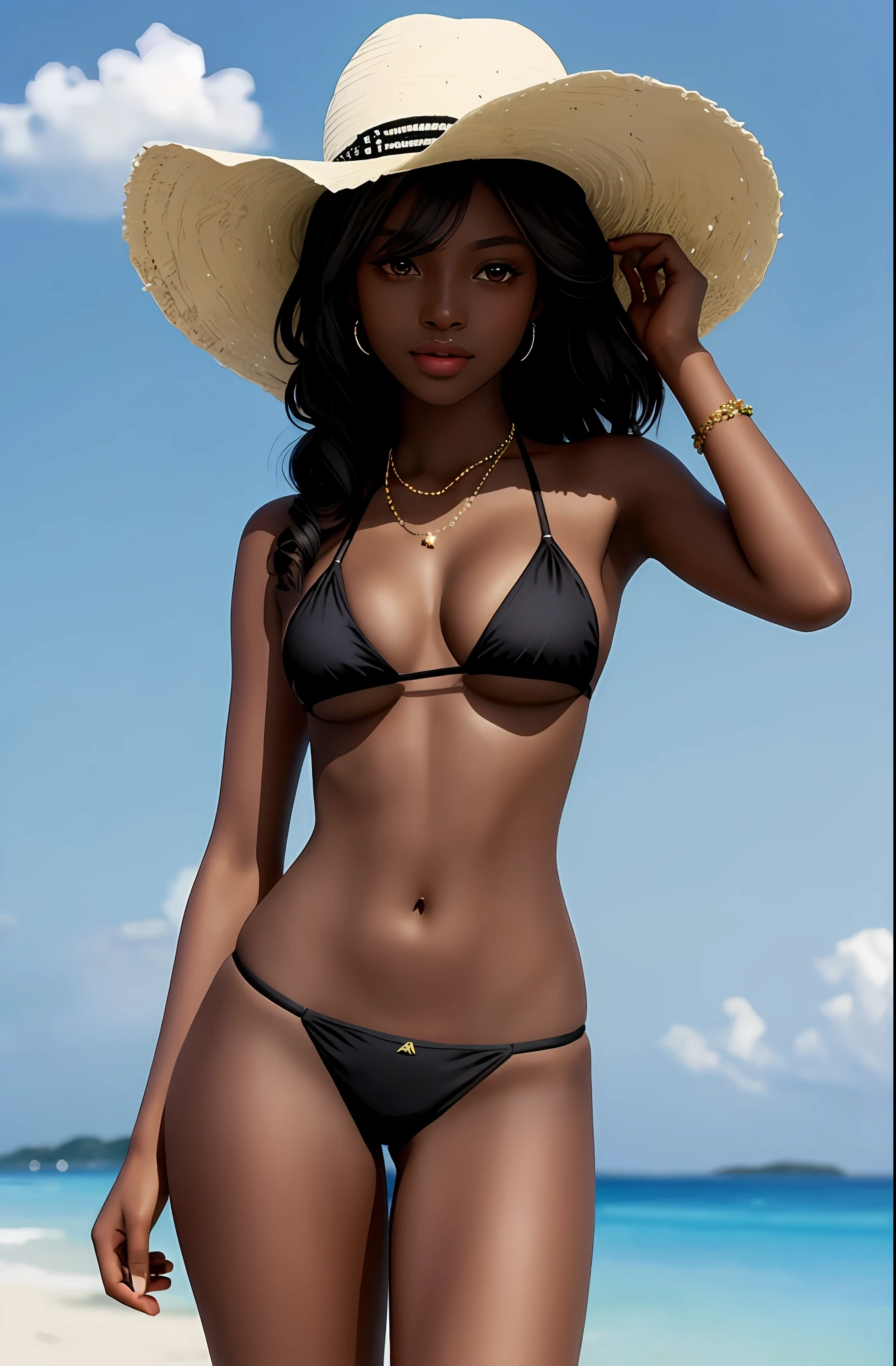 Black skin girl, masterpiece, beautiful girl, bikini girl