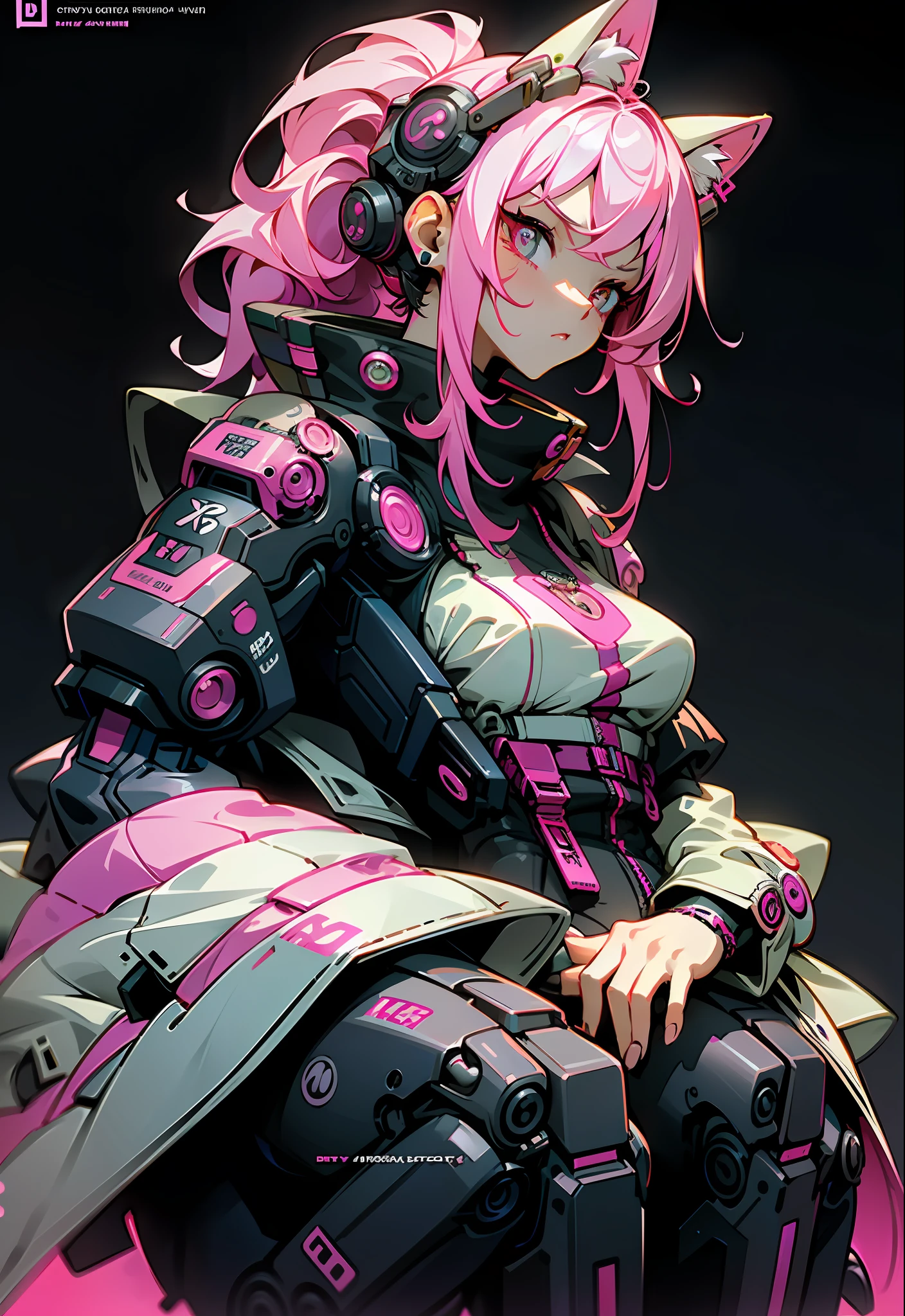 a woman with pink hair sitting on top of a wall, anime cyberpunk art, cyberpunk anime art, female cyberpunk anime girl, cyberpunk anime girl, dreamy cyberpunk girl, cyberpunk girl, anime cyberpunk, cyberpunk beautiful girl, digital cyberpunk anime art, a  cyberpunk cyborg, neonpunk, young lady cyborg, high quality cyberpunk art, modern cyberpunk animeန