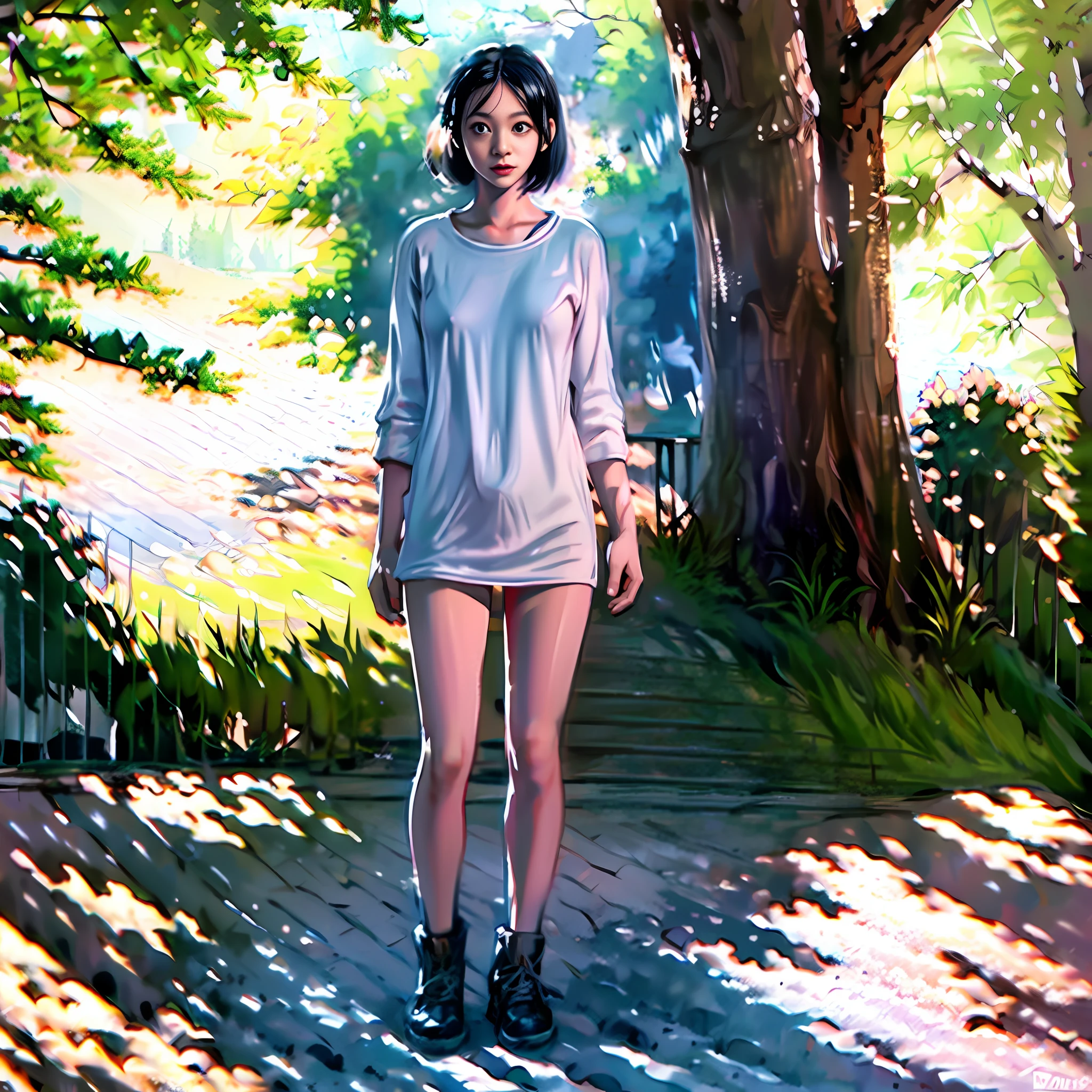 (Naked girl with snow-white skin and pink