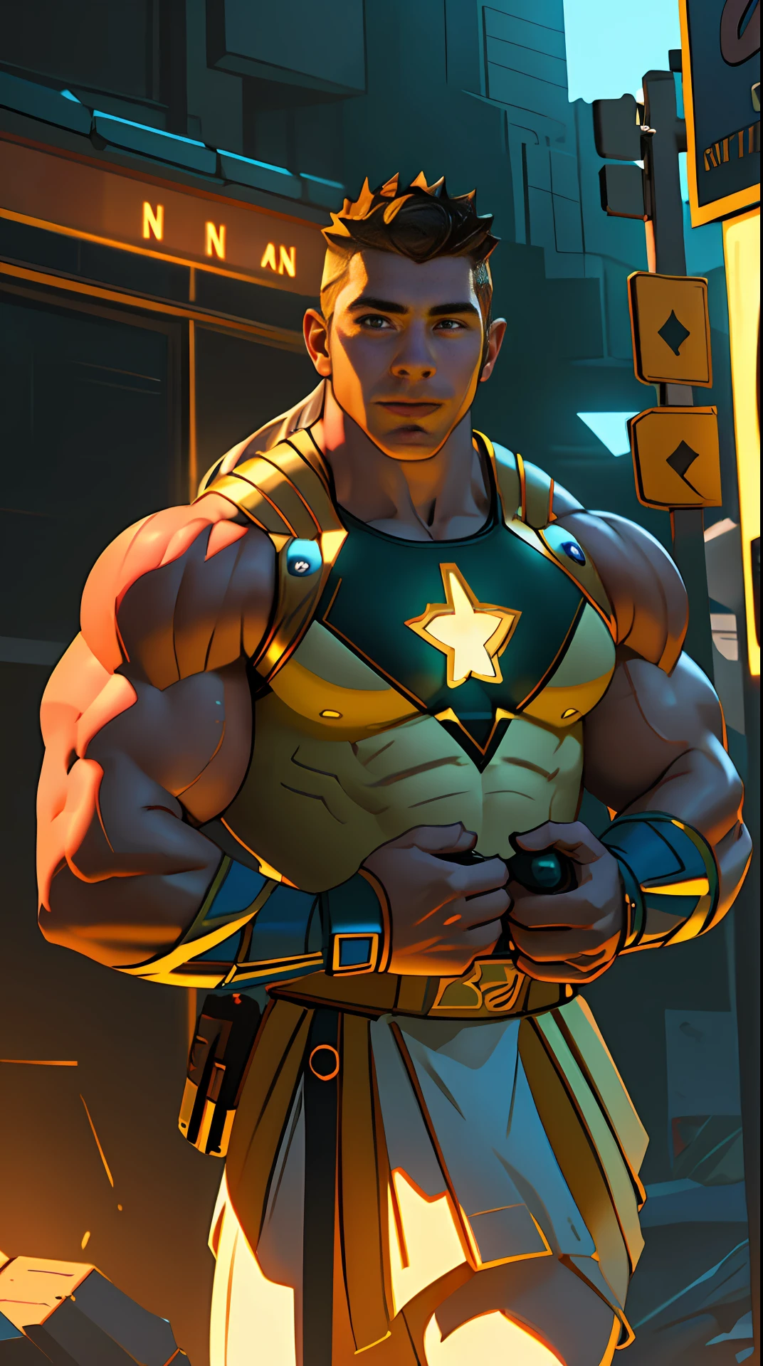 Cinematic soft lighting illuminates a stunningly detailed and ultra-realistic a MAN superhero of the sign of Capricorn, super strong, muscular that is trending on ArtStation. Octane is the perfect tool to capture the softest details of this 16k photography masterpiece