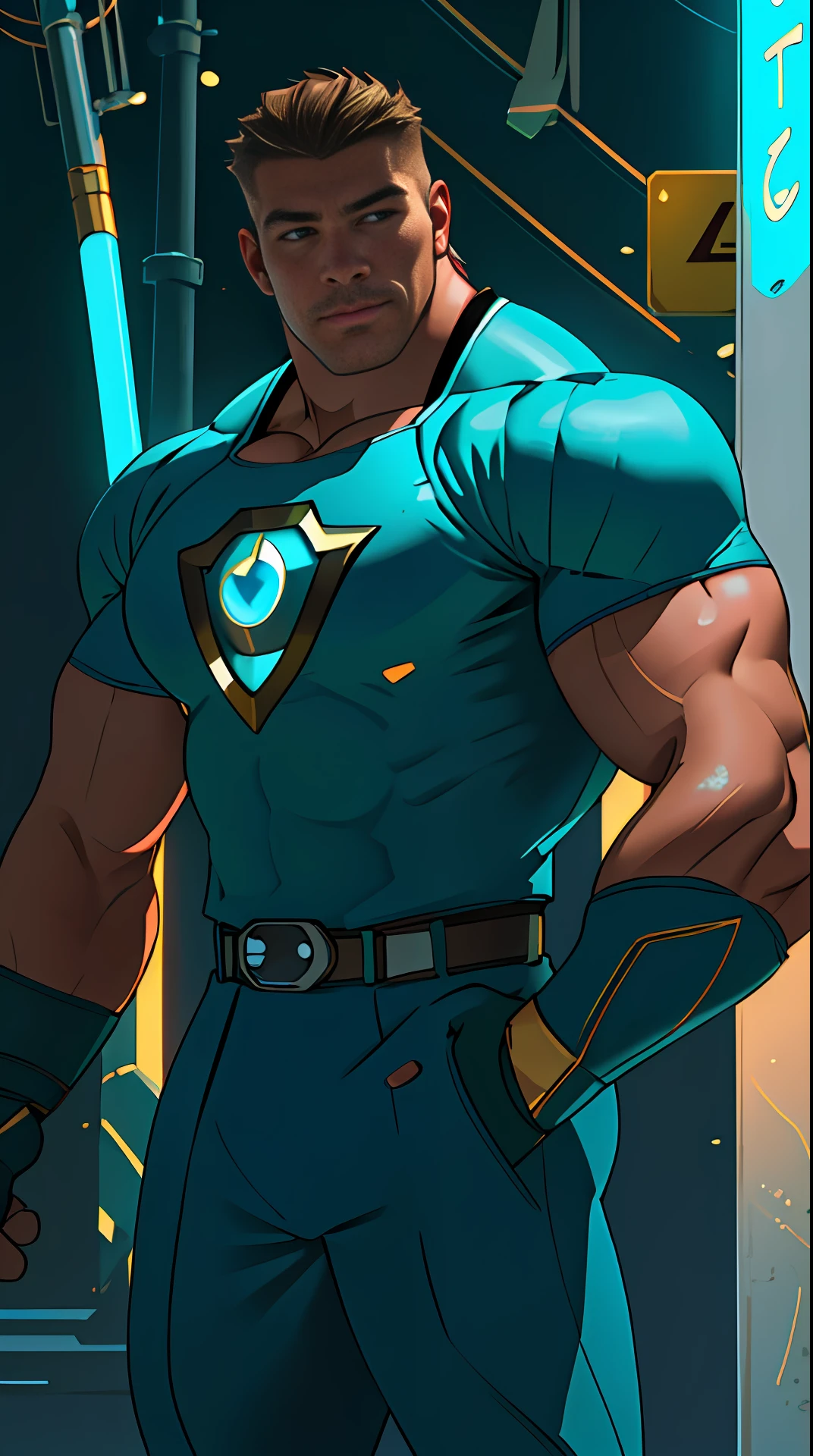 Cinematic soft lighting illuminates a stunningly detailed and ultra-realistic a MAN superhero of the sign of Aquarius, super strong, muscular that is trending on ArtStation. Octane is the perfect tool to capture the softest details of this 16k photography masterpiece