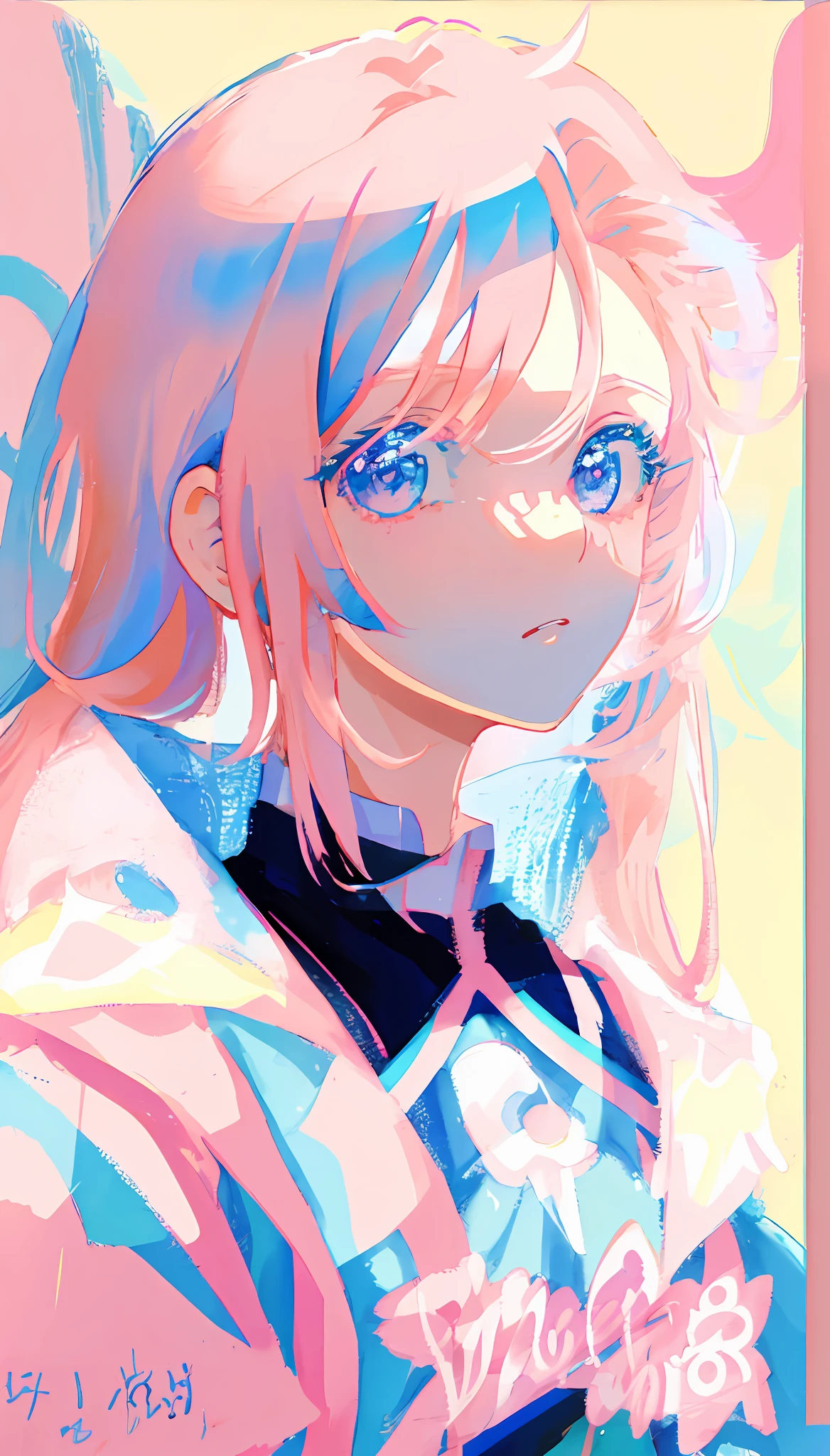 anime girl with blue eyes and pink hair in a pink and blue outfit, anime style portrait, made with anime painter studio, painted in anime painter studio, digital anime art!!, anime artstyle, realistic anime artstyle, soft anime illustration, digital anime illustration, beautiful anime portrait, pink twintail hair and cyan eyes, flat anime style shading, anime portrait