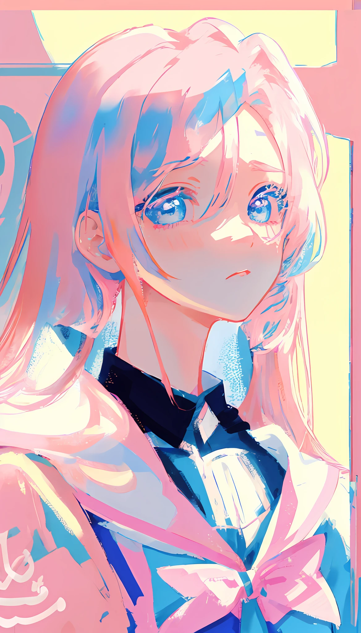 anime girl with blue eyes and pink hair in a pink and blue outfit, anime style portrait, made with anime painter studio, painted in anime painter studio, digital anime art!!, anime artstyle, realistic anime artstyle, soft anime illustration, digital anime illustration, beautiful anime portrait, pink twintail hair and cyan eyes, flat anime style shading, anime portrait